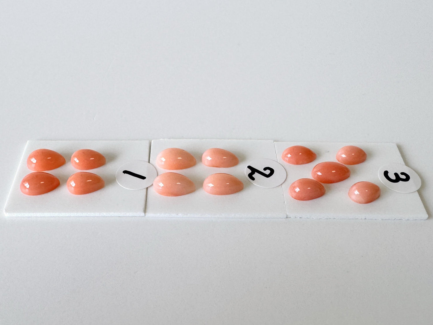 Deep Sea Coral, Pear Shaped Cabochons - Pink Orange | Back Hole | 6-7x4mm | 4-5Pc