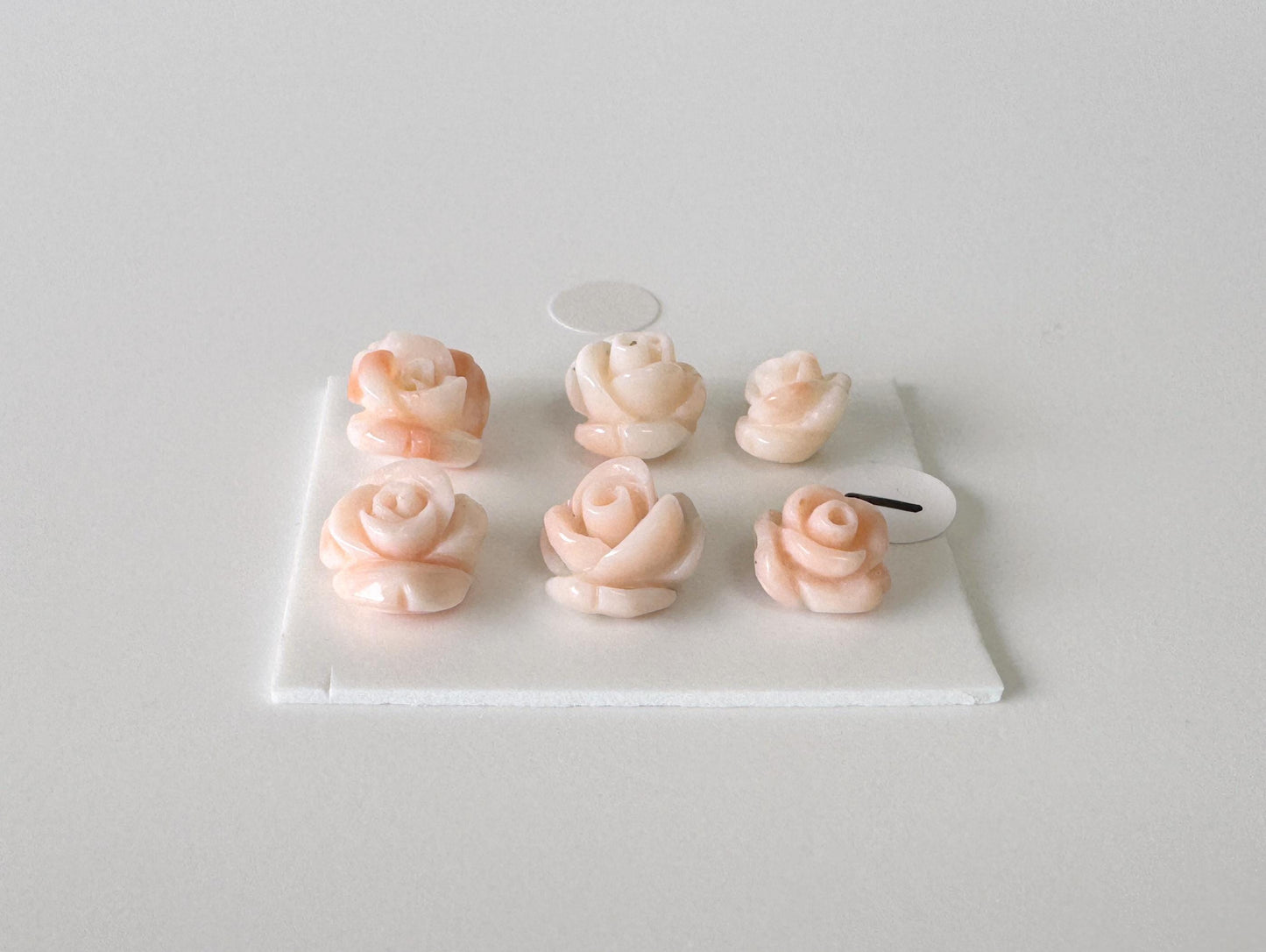 Mix set of 6 pcs of Natural Pink Deep Sea Coral Rose Carvings 7.5-10mm, Natural color, Value priced for reason of defects / Irregular shapes