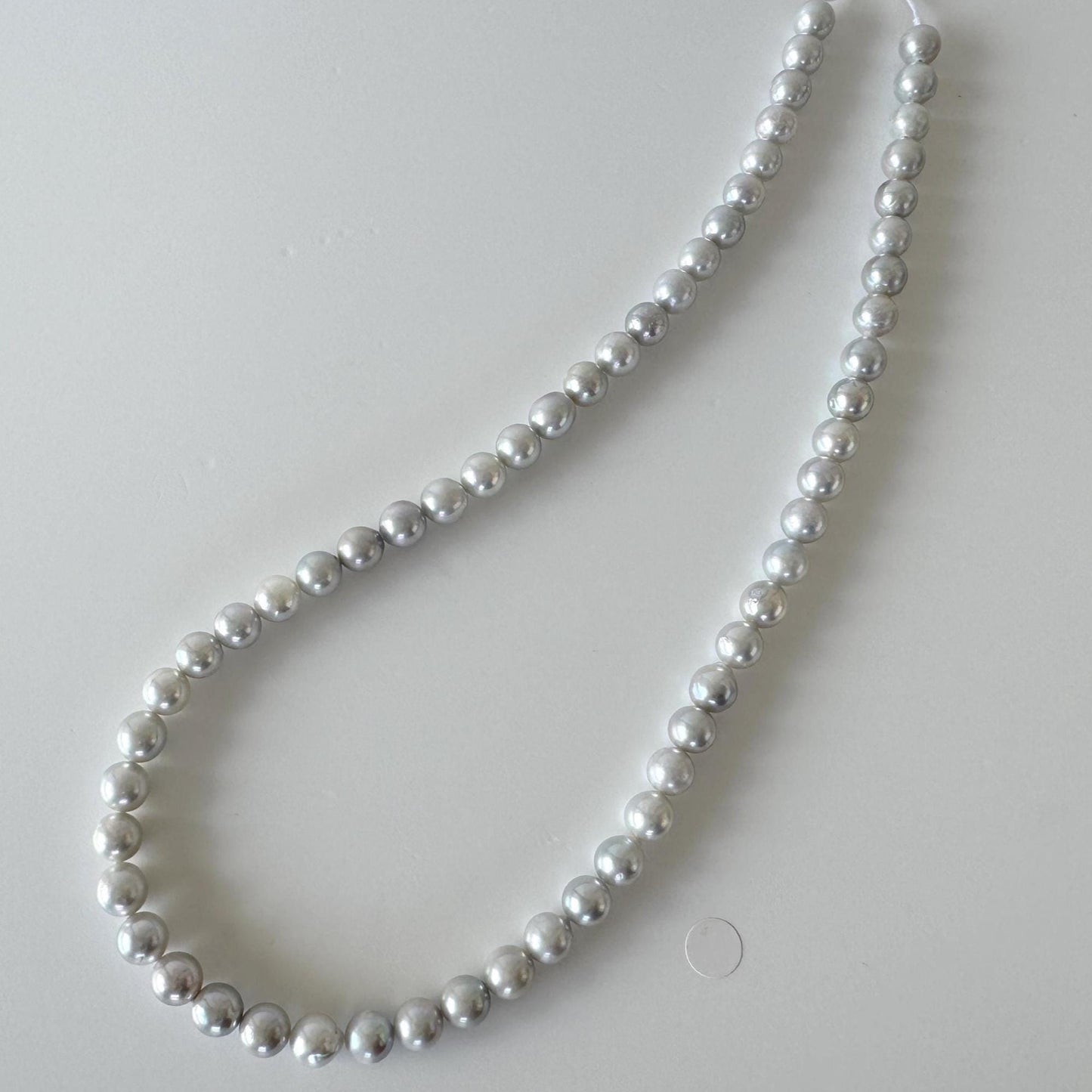6.5-7mm Cobalt Treated Akoya Pearl Strand: Blue Silver Japanese Saltwater Beads