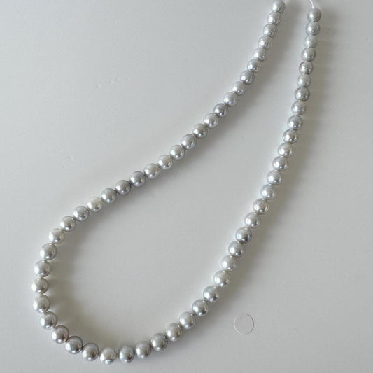 6.5-7mm Cobalt Treated Akoya Pearl Strand: Blue Silver Japanese Saltwater Beads