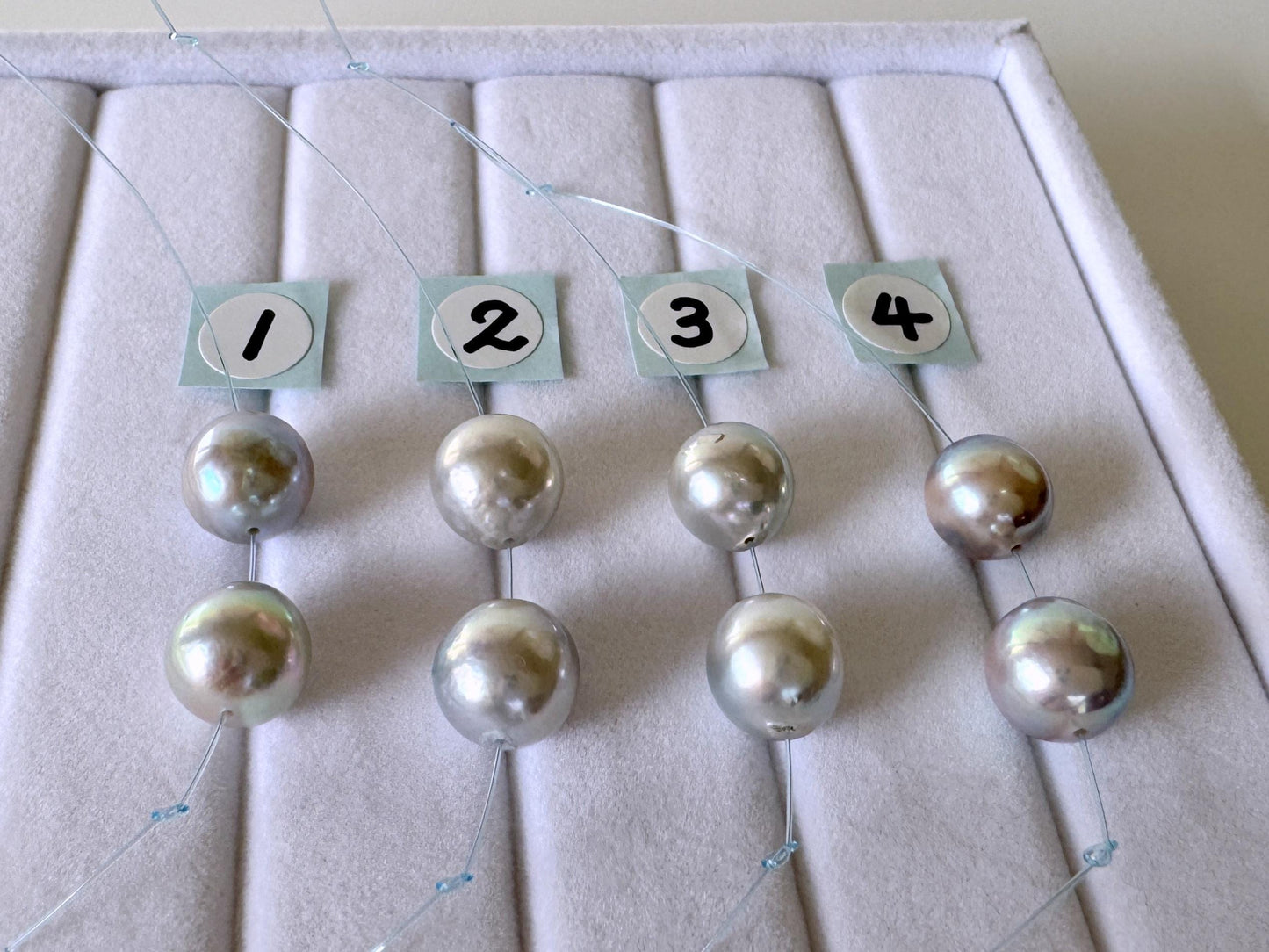 Japanese Akoya Pearl Beads - Natural Blue Silver Color, 8-8.5mm Cultured Saltwater Pearls, Mini Strand, Jewelry Supplies, 2 Pcs