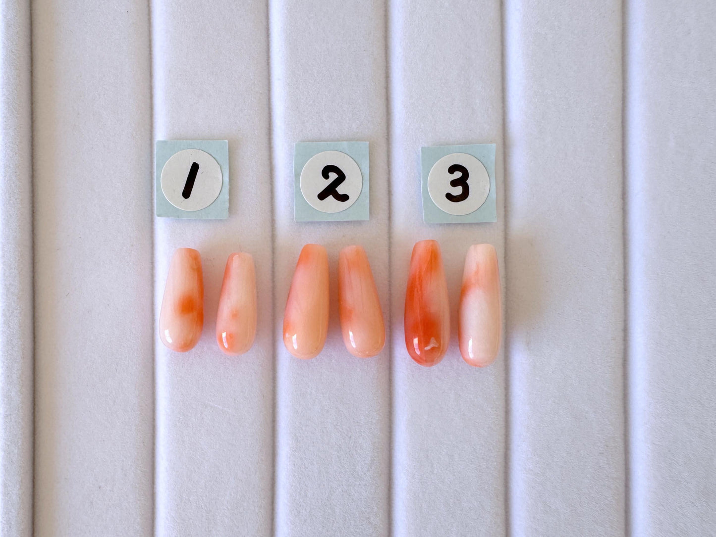 Natural Deep Sea Coral Drop Loose, Pink Orange, Jewelry Making, Per Pair, Hole on Top