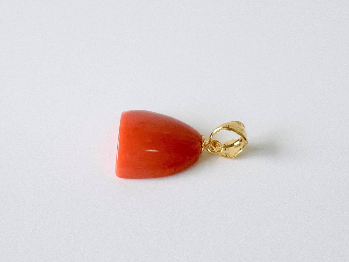 Orange Momo Coral Pendant - Natural Unique Shape Coral Jewelry - Silver Bail (Gold-Plated), Genuine Material, 13.4x13.7mm