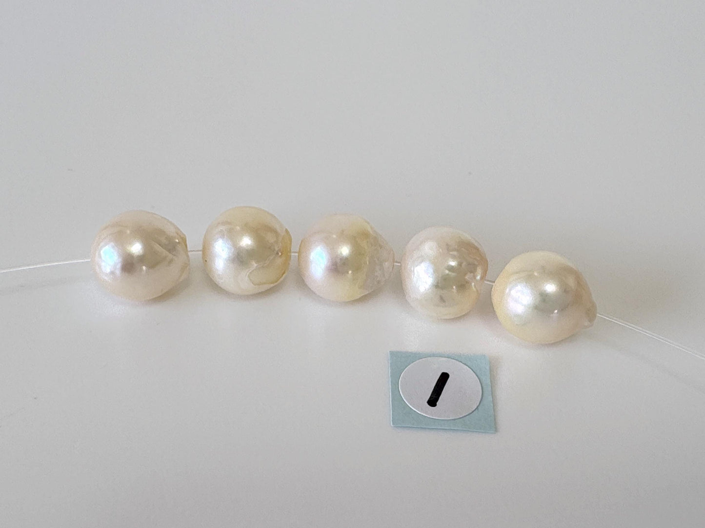 Japanese Cream White Akoya Pearl Beads, 9.5-9.9mm, Mini Strand, Short Strand, 5 Pieces, Genuine Akoya Pearl, Cultured in Sea Water