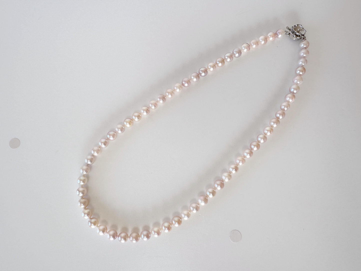 Japanese Akoya Pearl Necklace, 6.5-7mm, Silver Clasp, 45cm