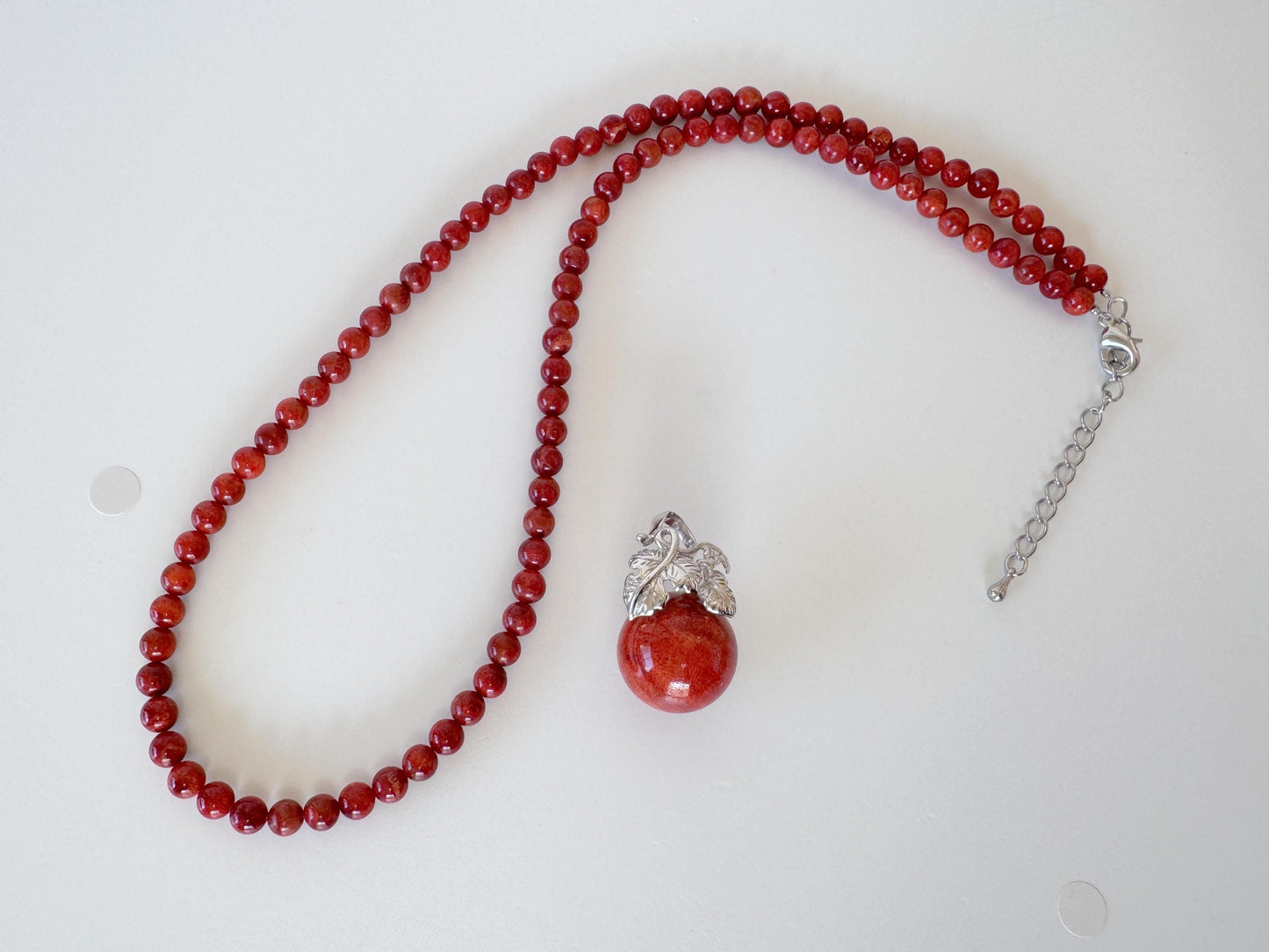 Sponge Coral Necklace with silver925 pendant, Brass Hook & Adjuster