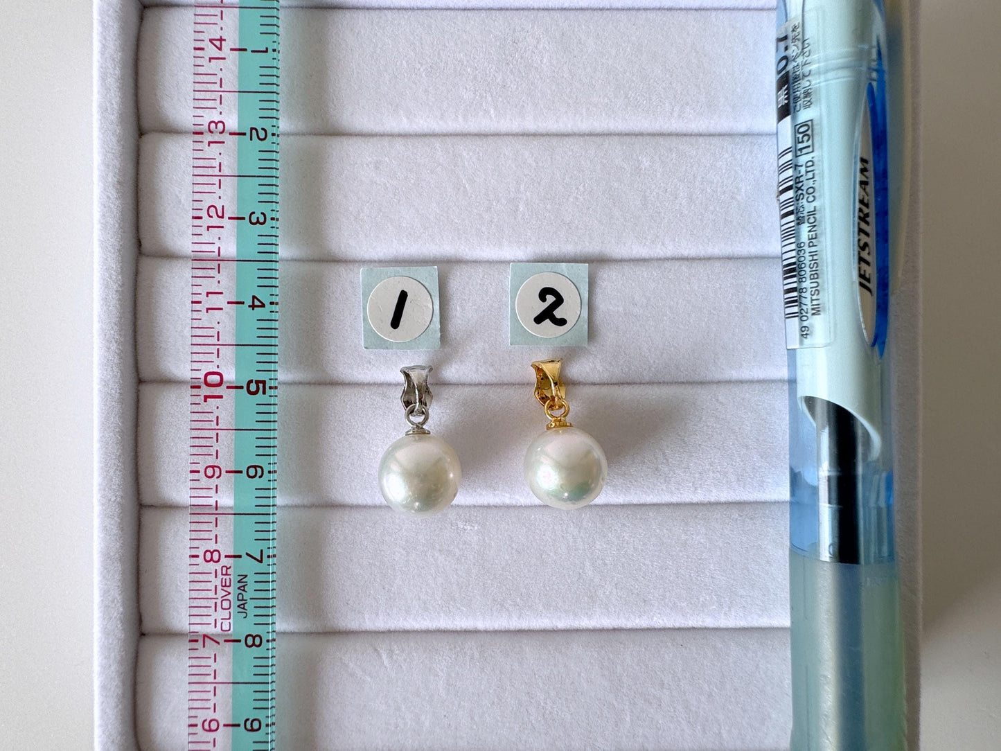 Japanese Natural Light Blue Color Akoya Pearl Pendant, 9.5mm, Silver 925 Bail, Genuine Akoya Pearl, Salt water cultured pearl