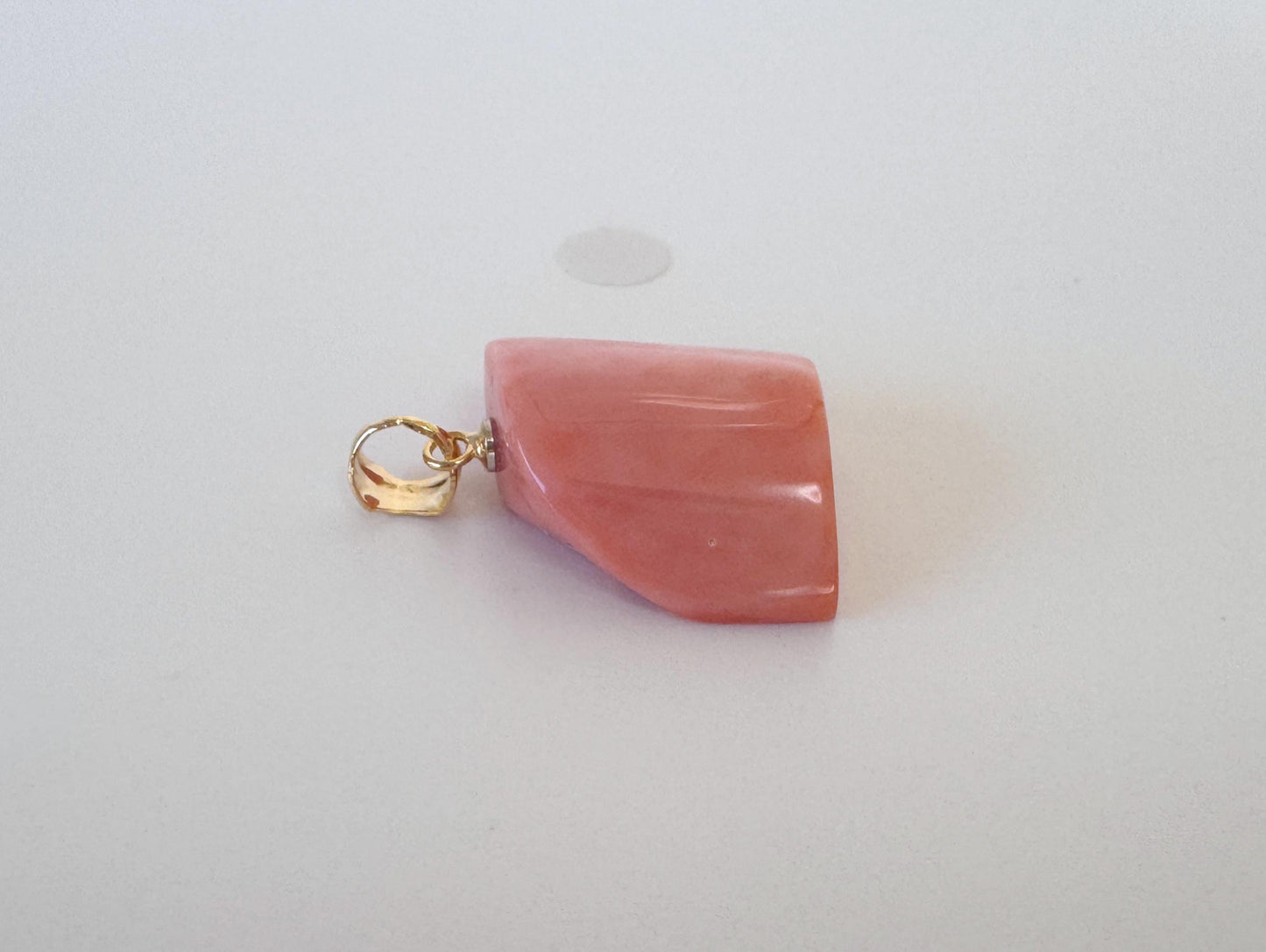 Natural Momo Coral Pendant: Japanese Pink Orange Coral, Gold-Plated Silver Bail