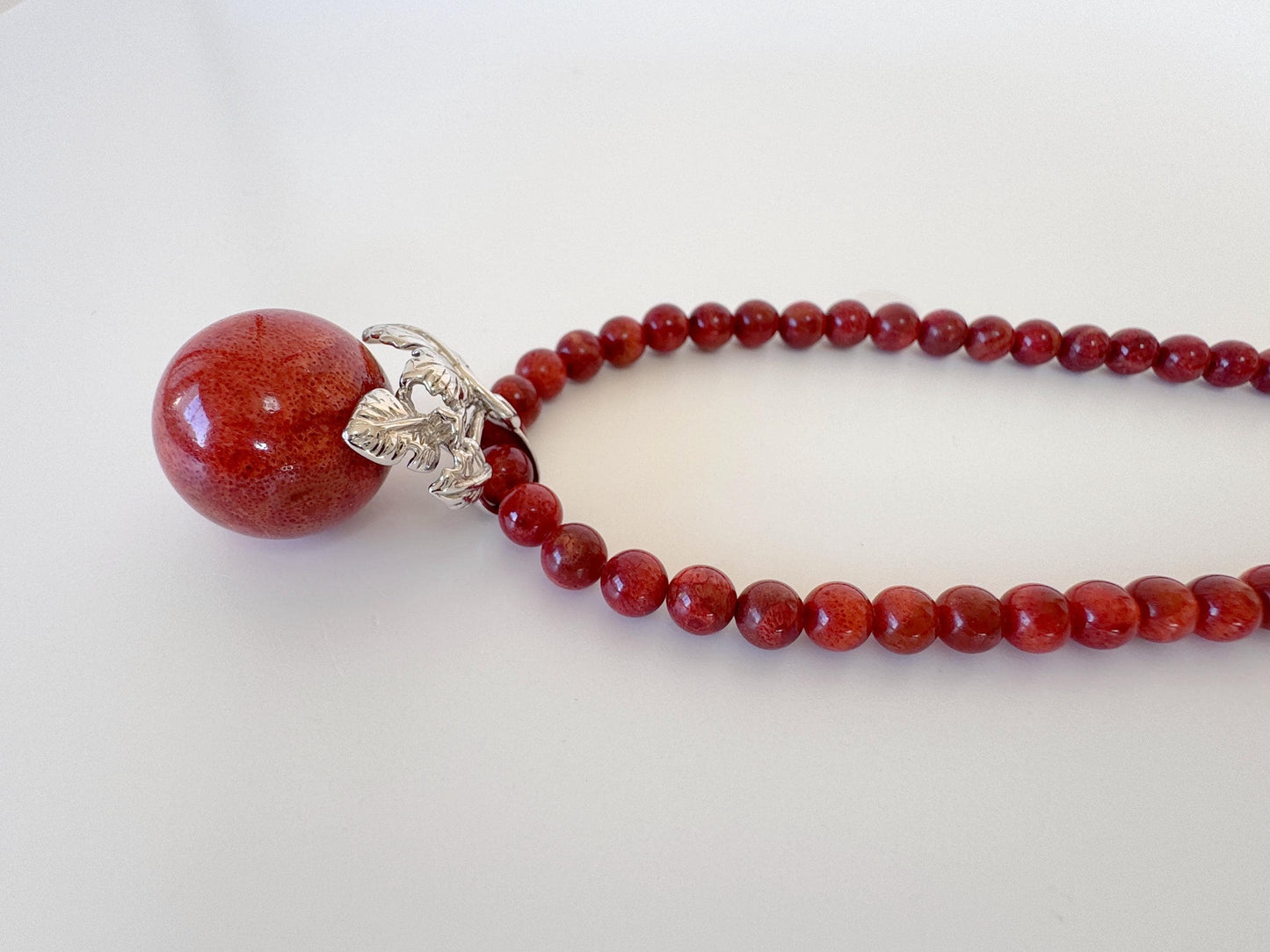 Sponge Coral Necklace with silver925 pendant, Brass Hook & Adjuster