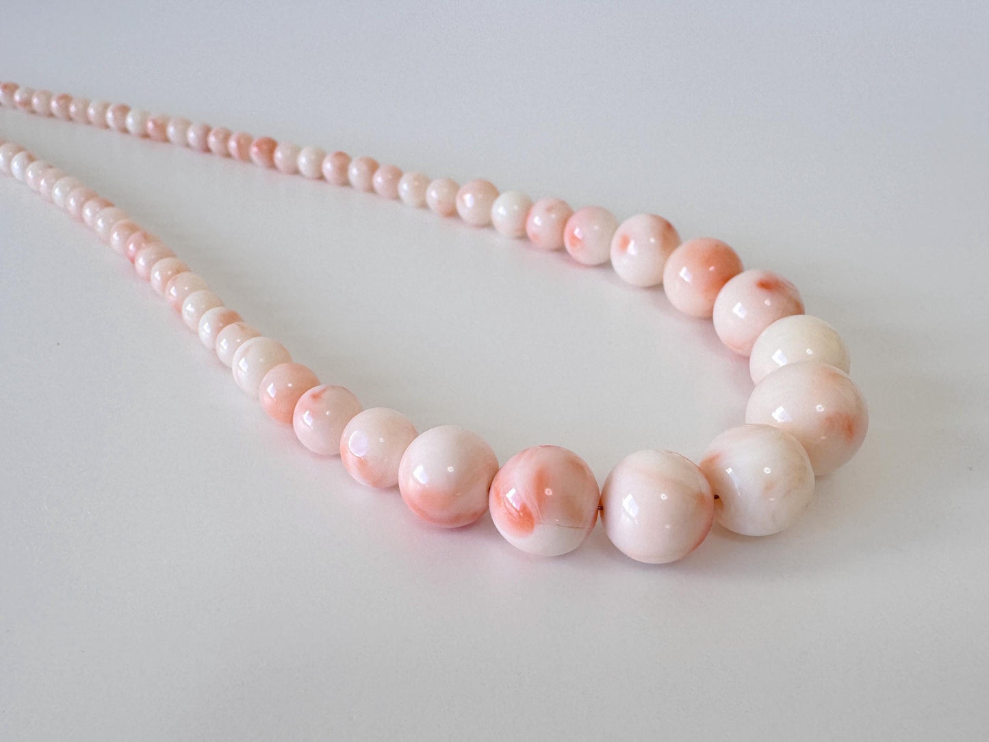 Natural Coral Strand - Deep Sea Coral Round Beads, Pink & Orange Gradation, 4-11.2mm, 15.7in