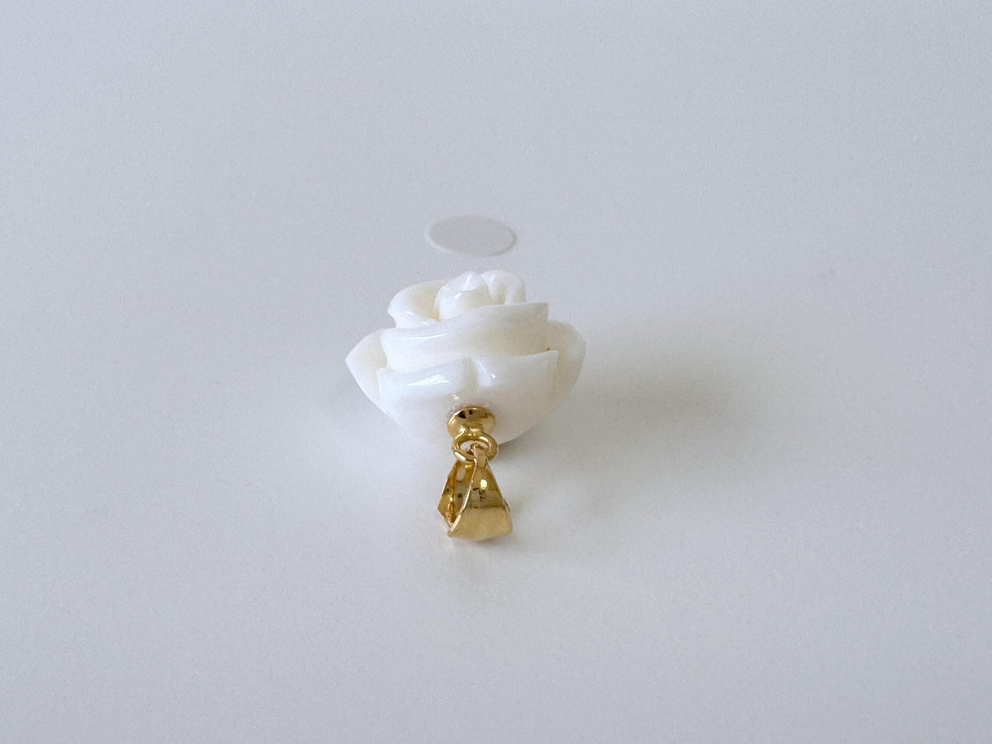 Natural White Coral Rose Pendant, 16x16mm Rose, Natural White Color Coral, Silver (gold plated) Bail, Genuine Precious Coral Pendant