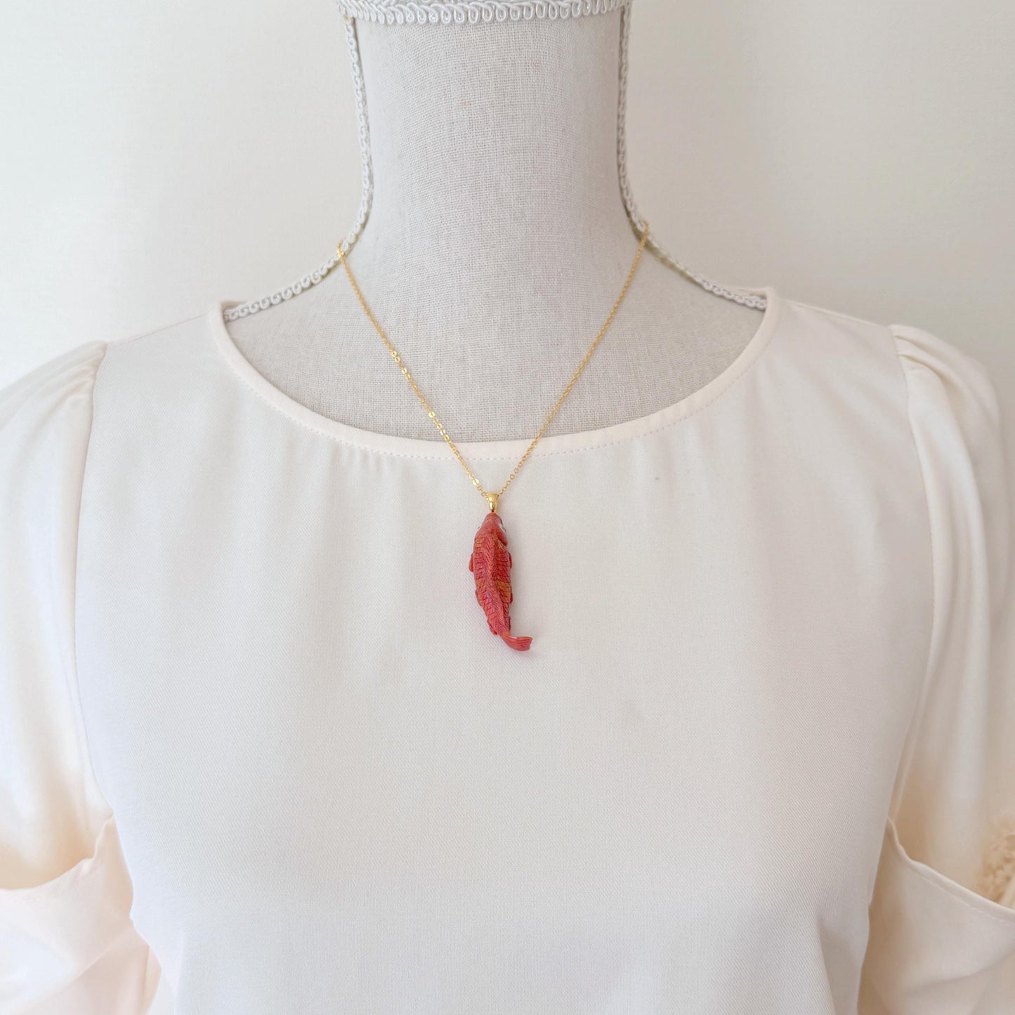 Sponge Coral Carp Pendant: 45-47mm Brass Bail