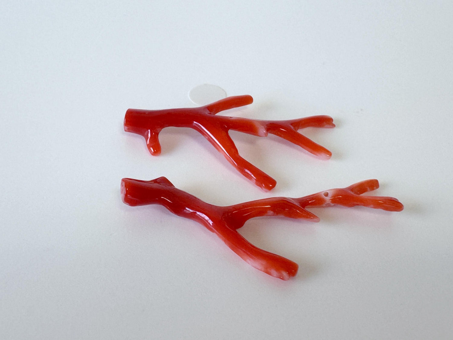 Red Coral Branch Set: Natural Aka Coral for Jewelry Making (41-45mm), Hole on Top