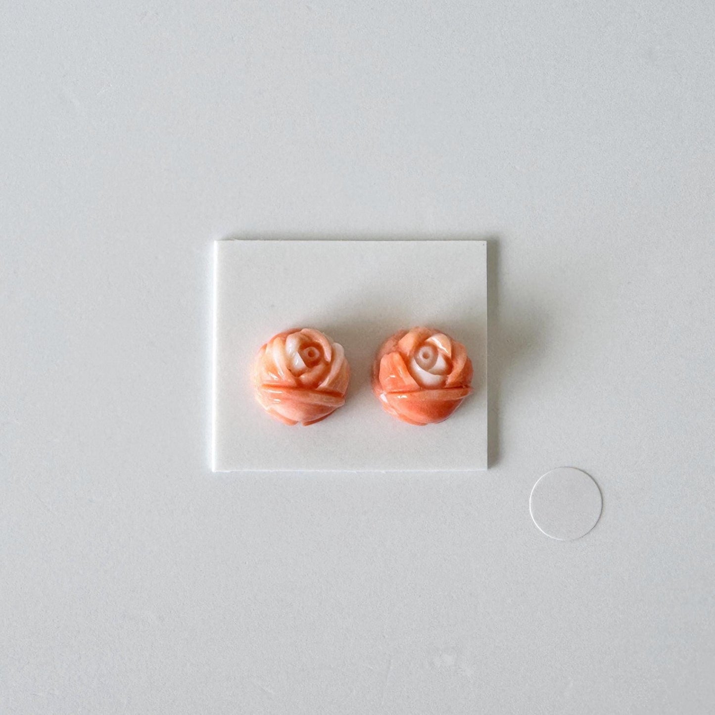 Momo Coral Rose, Japanese Orange Loose Pair | Natural Undyed | 10.5mm Half-Drilled Flat-Back Jewelry Supplies