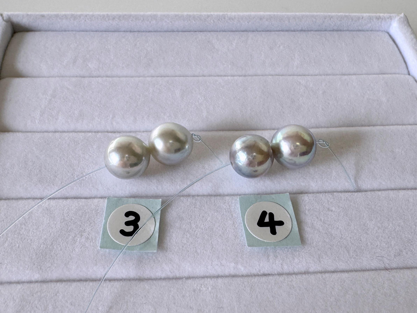 Japanese Akoya Pearl Beads - Natural Blue Silver Color, 8-8.5mm Cultured Saltwater Pearls, Mini Strand, Jewelry Supplies, 2 Pcs