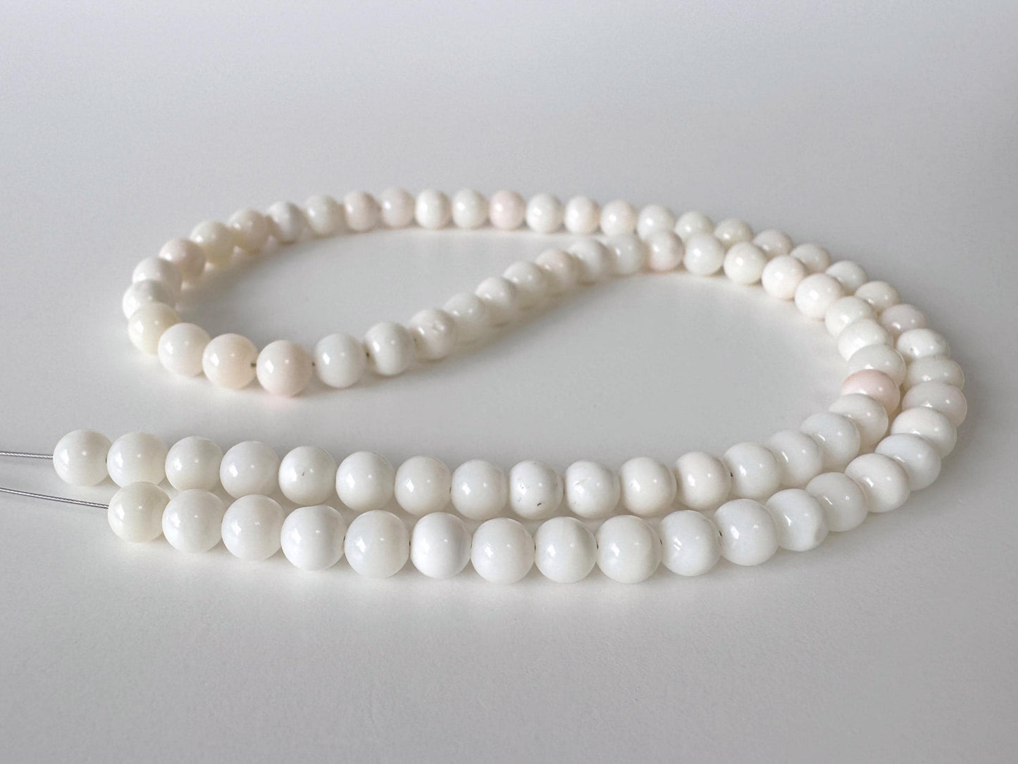 Natural Coral Strand Round Beads: White Coral, 5-6mm, 42cm Length | Genuine, Craft Supplies, Jewelry Making