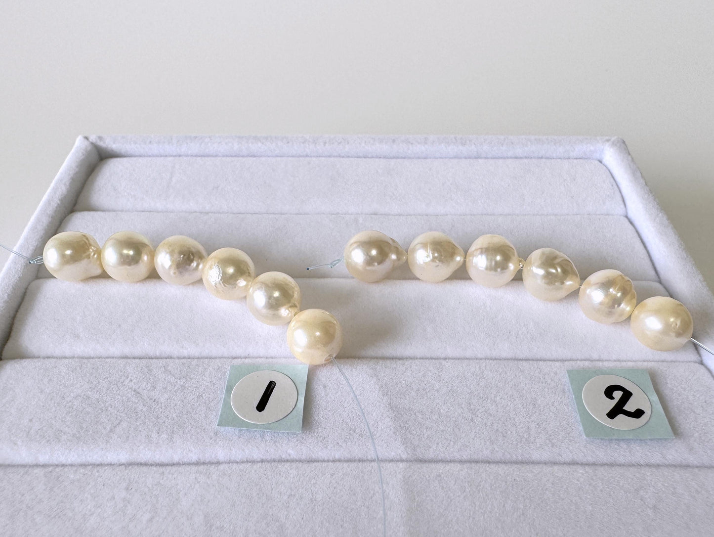 Japanese Akoya Pearl Beads: Cream White Semi-Round/Semi-baroque, 7-7.5mm, Short Strand | Cultured Saltwater, Genuine Gems, 6 Pieces