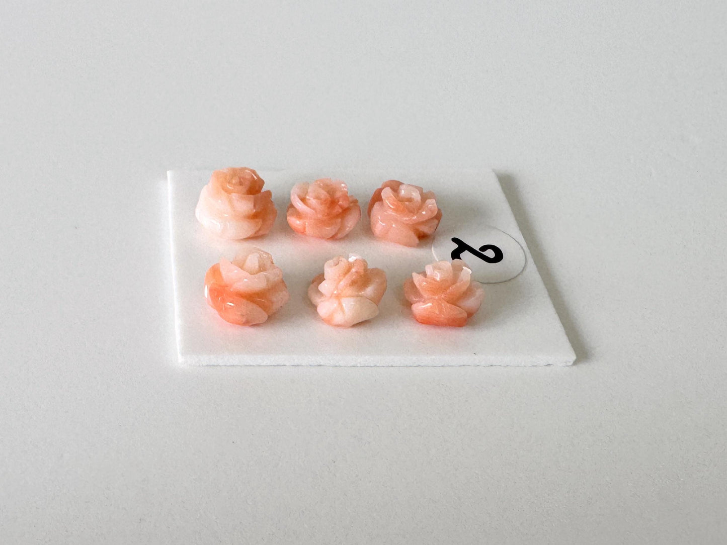 Deep Sea Coral Rose Carvings Natural Pink, Handcrafted Jewelry Beads (6pcs, 6-7mm, Genuine Coral)