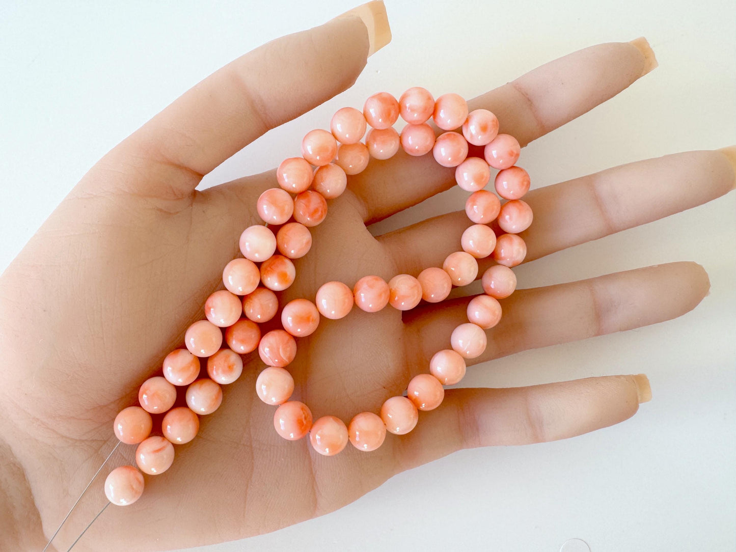 Natural Coral Beads | Genuine Deep Sea Coral 7.5-7.9mm Round Strand for Handmade Jewelry Making, 15.9in
