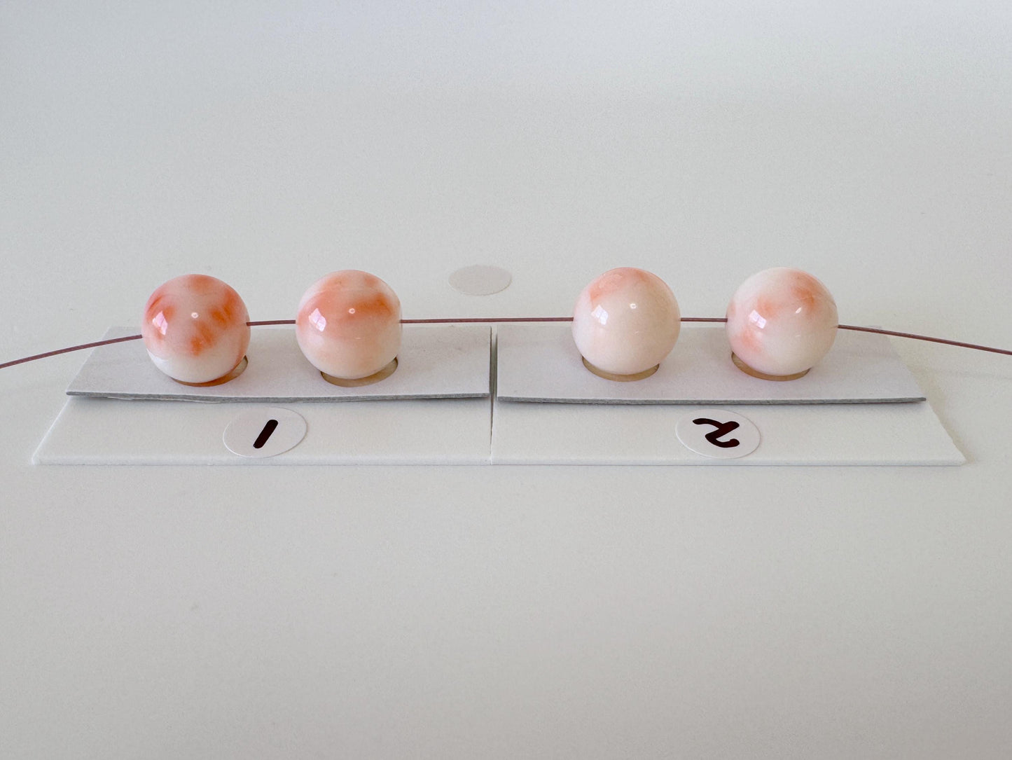Deep Sea Coral Round Beads - Natural White Pink Orange Gemstone Pair 11mm Full-Hole