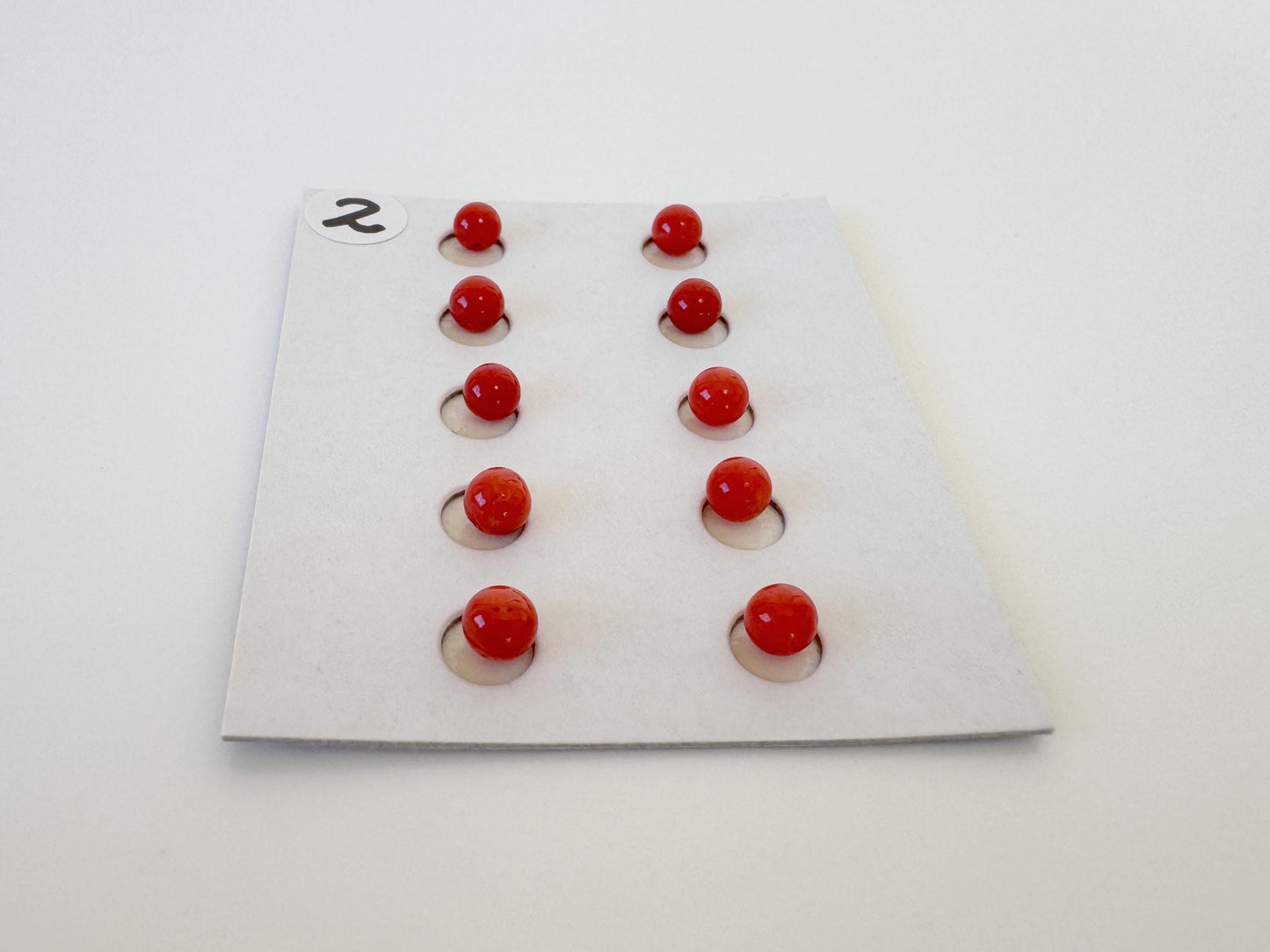 Mediterranean Red Coral Beads, Round Loose 10 Pcs Set (3.7-4mm, Half-Drilled)