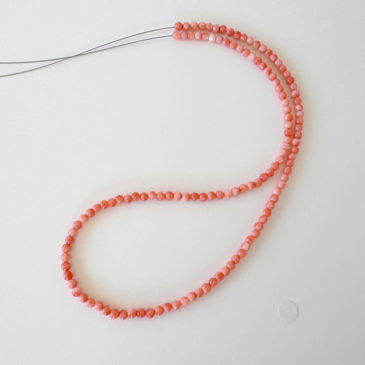 Natural Coral Strand Beads, Deep Sea Coral Orange Pink Round/Semi-Round (3.6-3.8mm, 42cm Length, Genuine Coral)