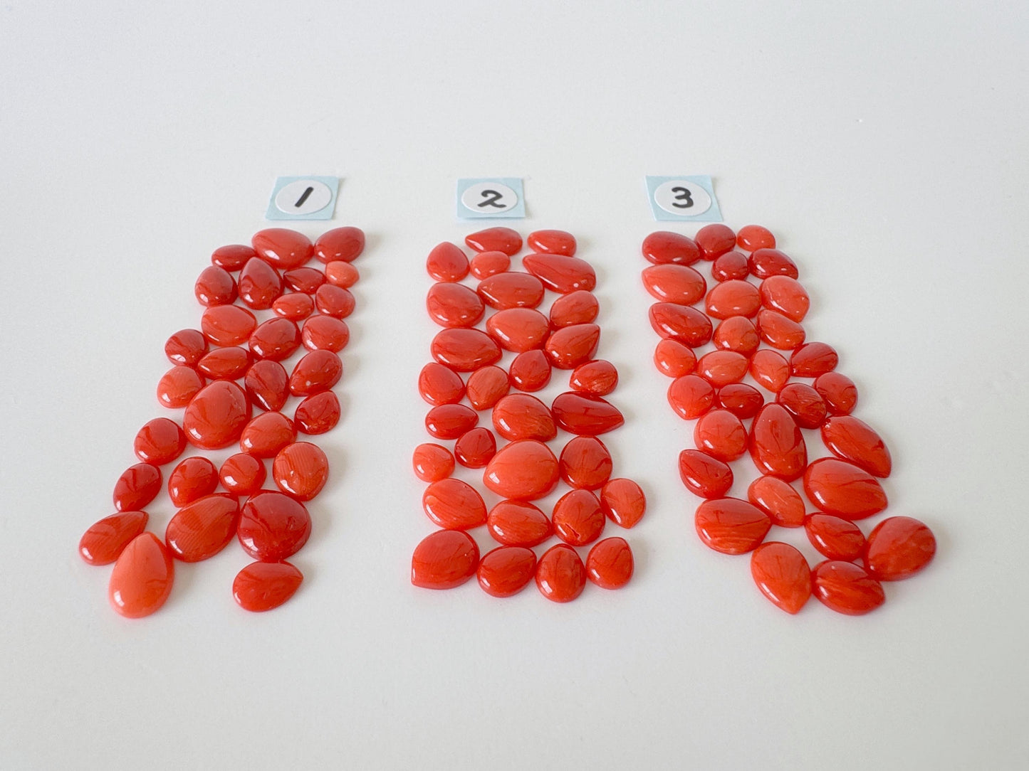 Value-priced, Natural red Mediterranean coral loose Pear shape cabochon for a set of 30pcs, For jewelry making, Natural color