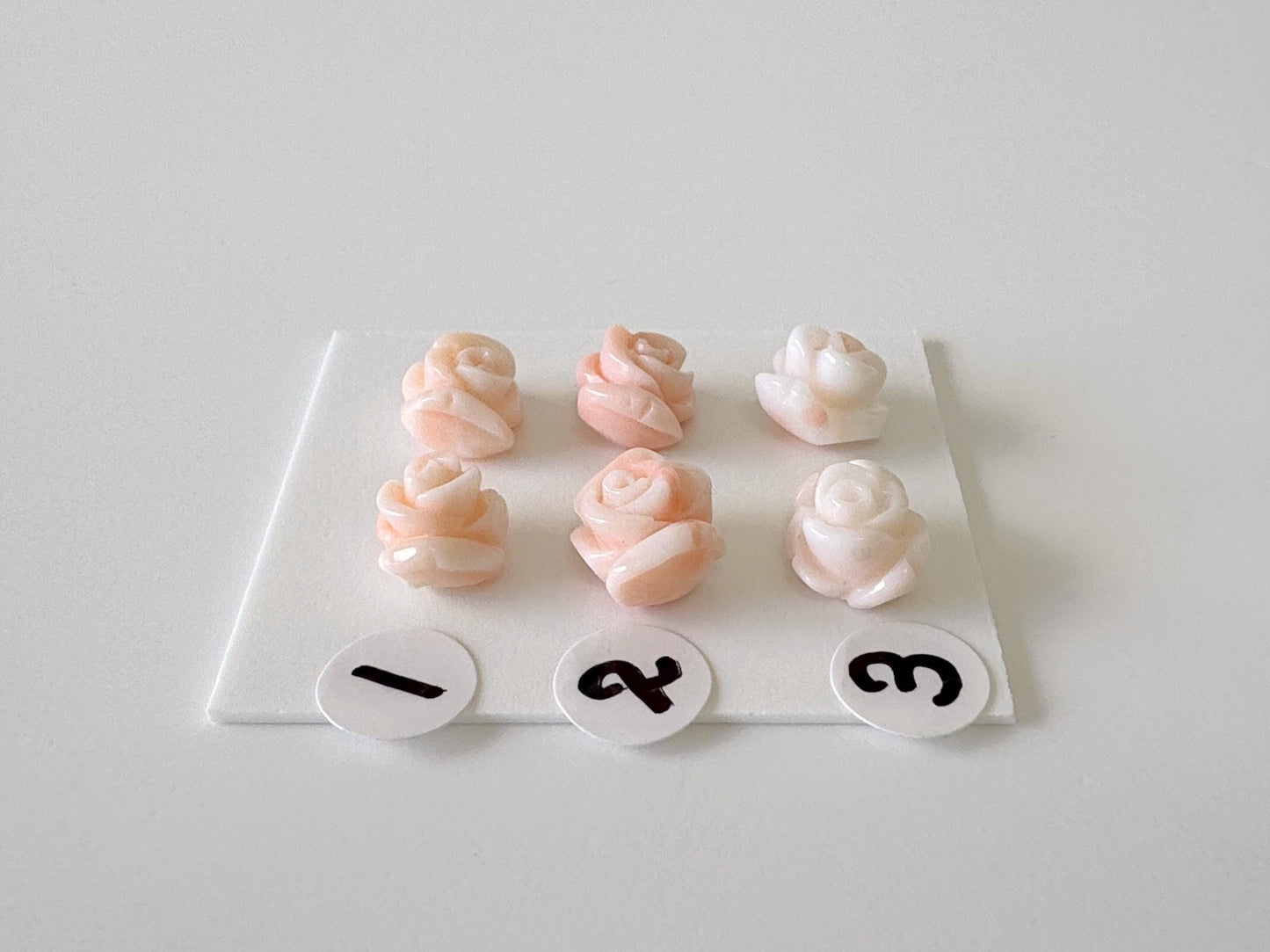 Natural Deep Sea Coral Rose Carvings 8-10mm, Pink Coral Roses, Natural color, Price per Pair, For Studs and Earrings, For Jewelry Making
