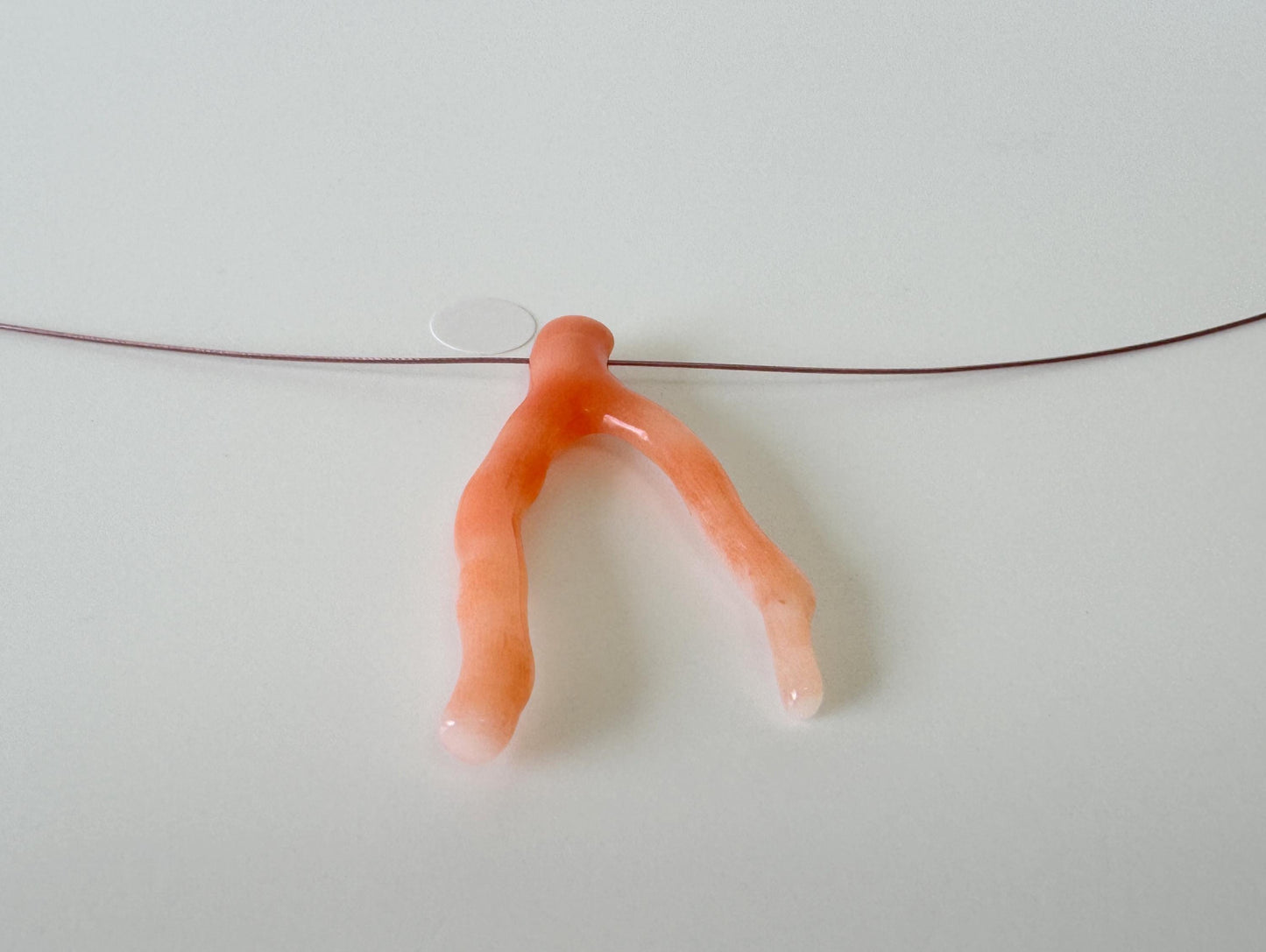 Japanese Pinkish Red coral (Very light red/white color Aka coral) branch, 39mm, side full hole, natural red color coral for jewelry making