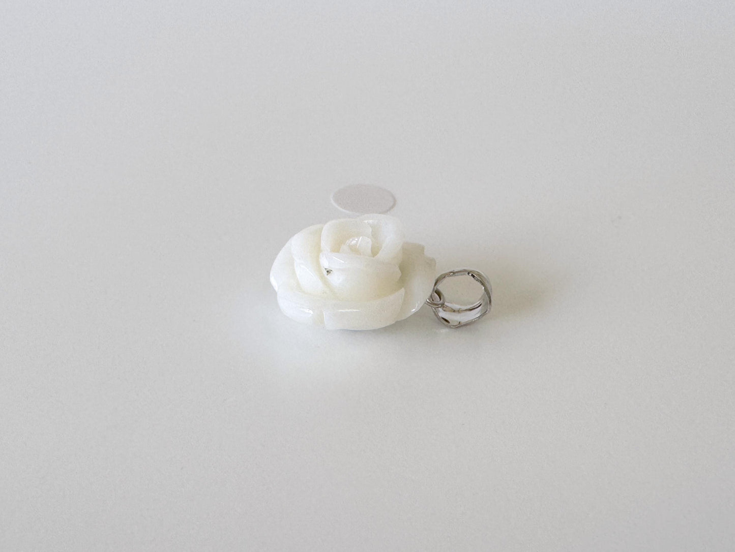 Natural White Coral Rose Pendant, 15x15mm Rose, Natural White Color Coral, Silver (rhodium plated) Bail, Genuine Precious Coral Pendant