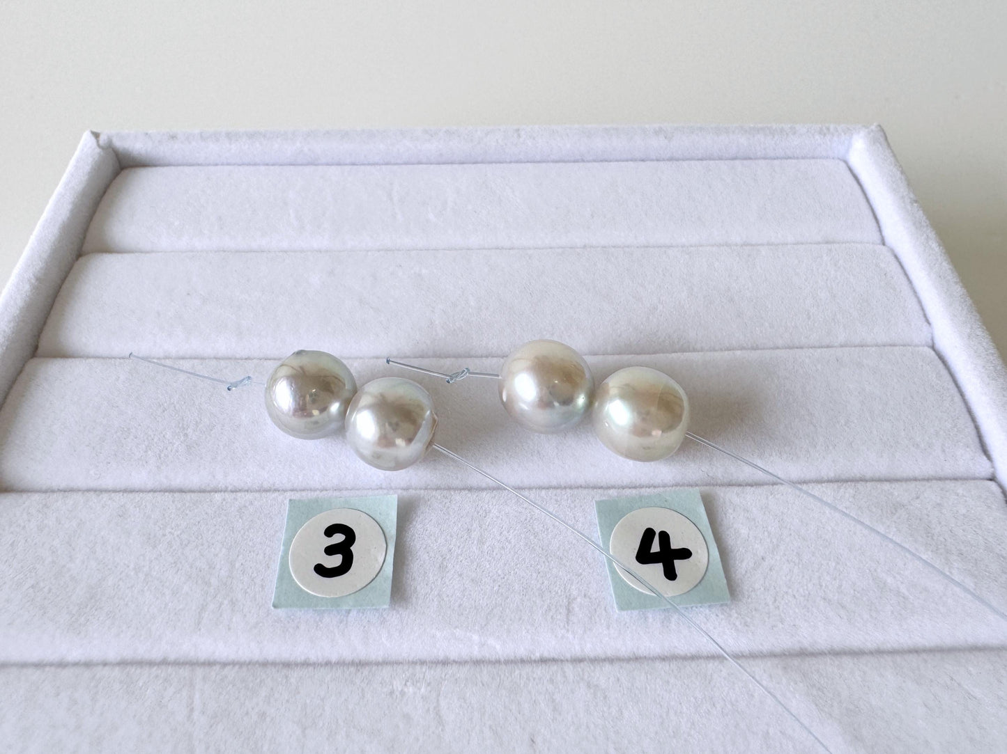 Japanese Blue/Silver (Natural color) Akoya Pearl Beads, 8-8.5mm, Mini Strand, 2 Pieces, Short Strand, Salt water pearl, Genuine Akoya Pearl