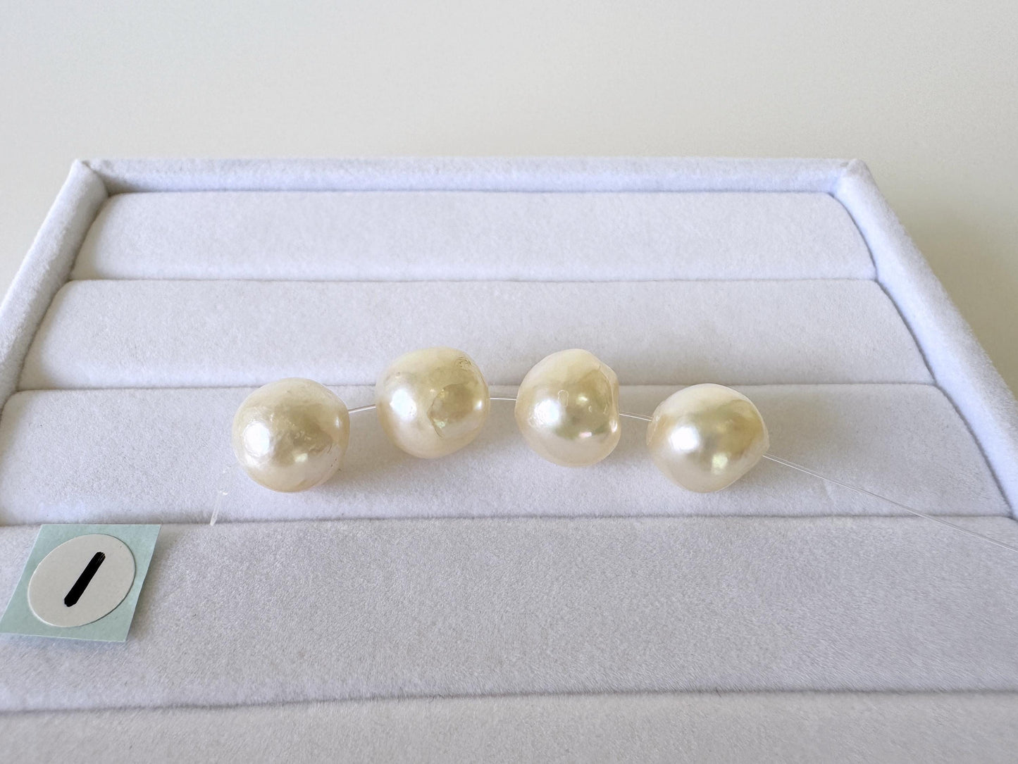 Japanese Akoya Pearl Beads: Cream White Semi-Baroque Cultured Pearls (9.5-9.9mm, Mini Strand, 4 Pieces, Genuine)