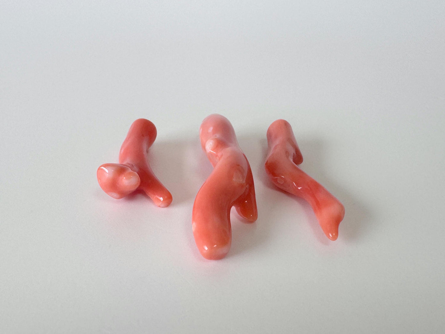 Natural Coral Branch Set: Deep Sea Coral, Orange Pink Craft Supplies (3 Pieces, Hole Drilled, 20-40mm Size)