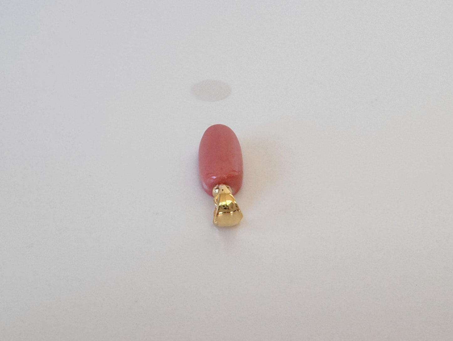 Natural Momo Coral Oval Pendant: Japanese Orange Coral, Gold-Plated Silver Bail