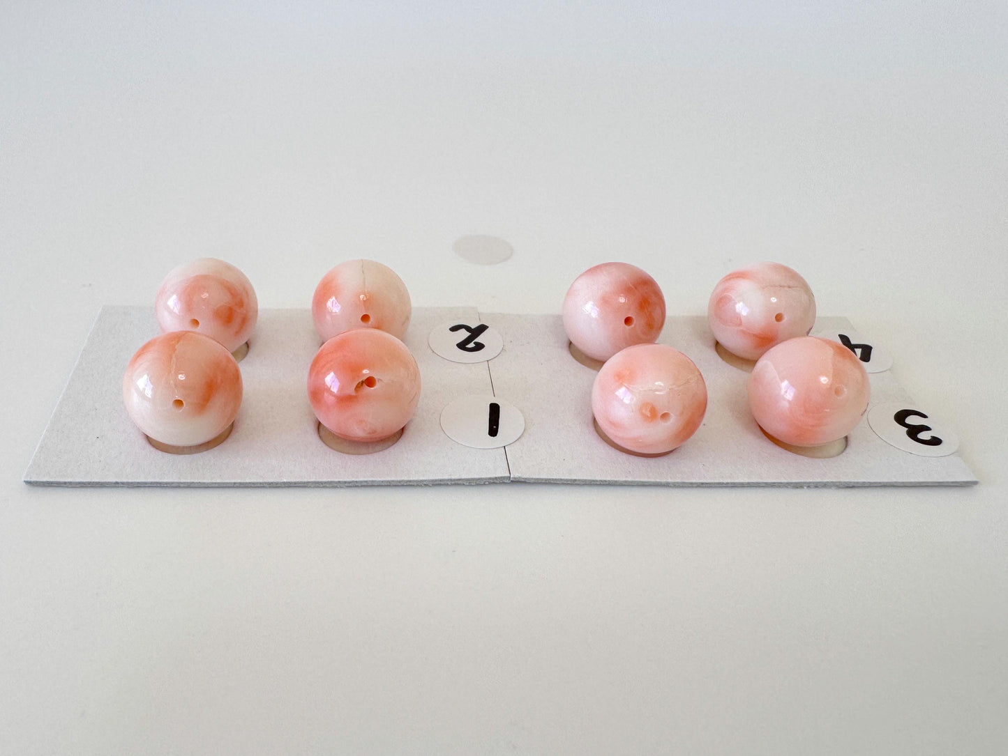 Natural Deep Sea Coral Beads: 10mm Round Full Hole Pair