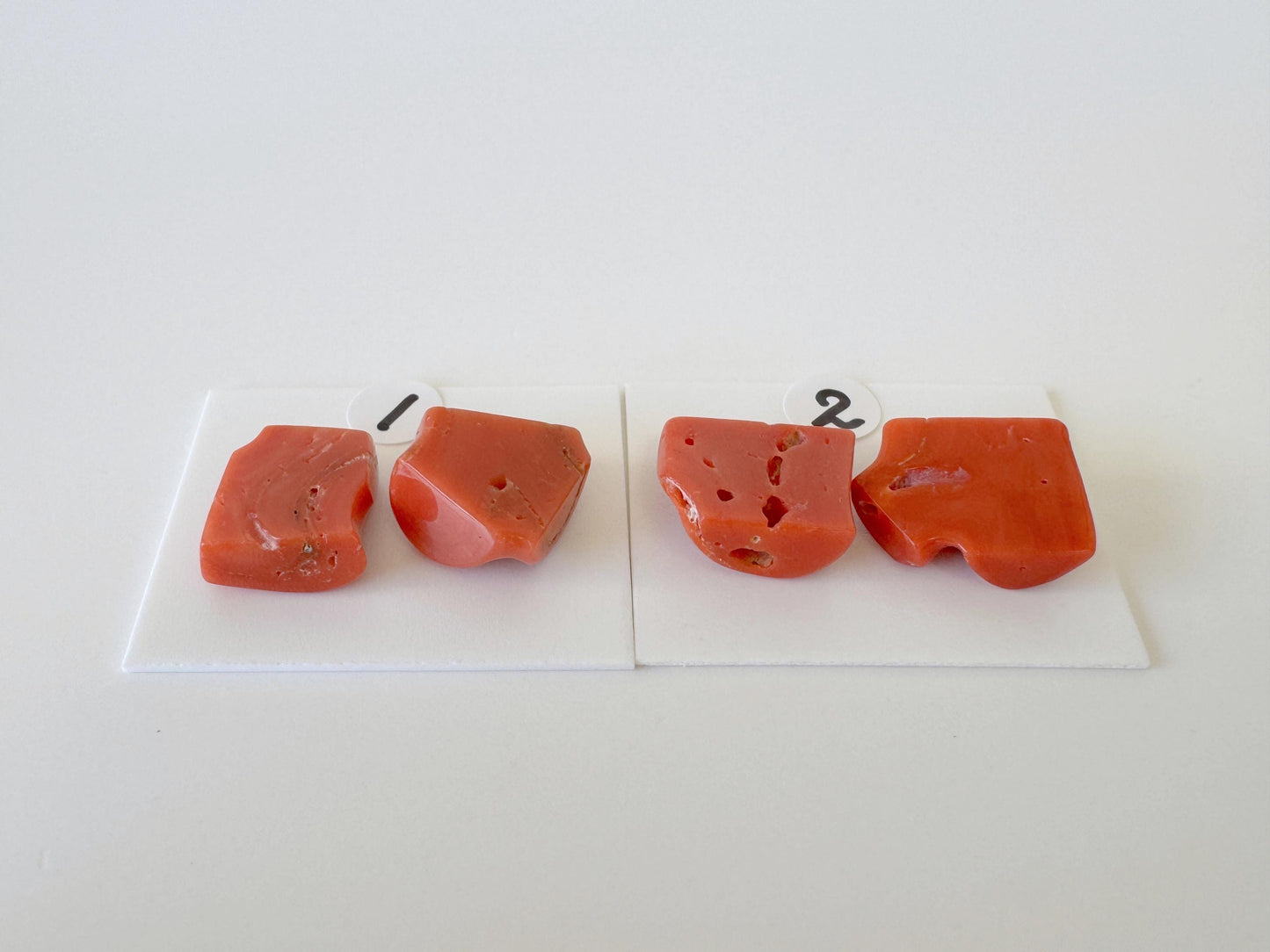 Mediterranean Coral Loose Gemstone: Natural Red-Orange Tones - Untreated, Top-hole, Jewelry Making Supplies, Per Pair