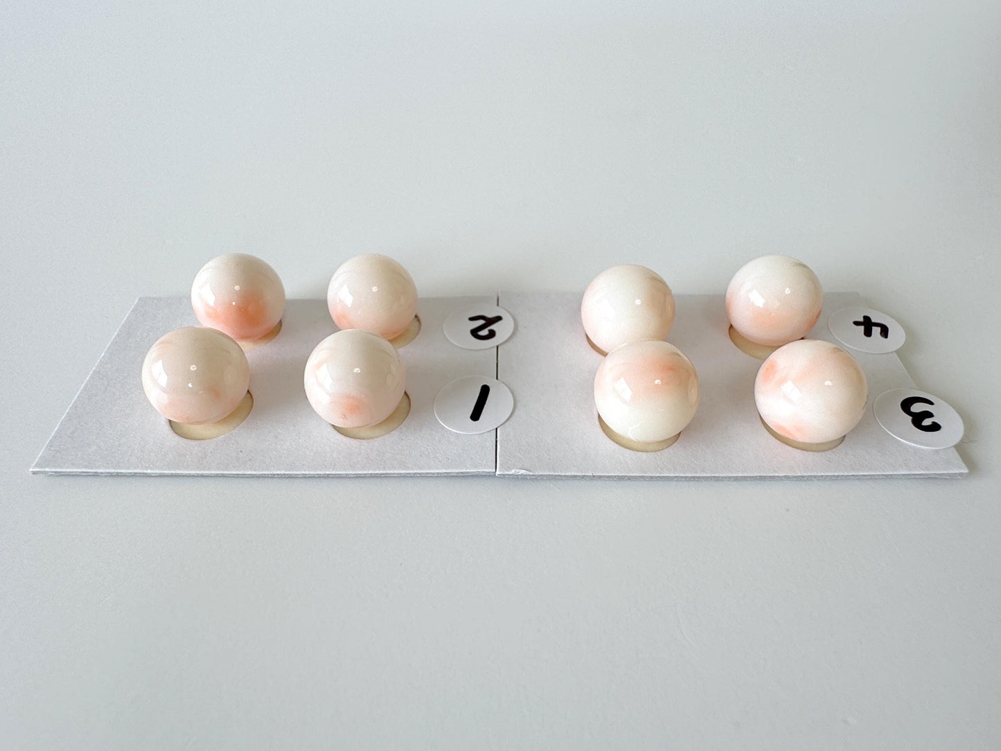 9.5-10mm Half Drilled Natural Deep Sea Coral Round Loose, White/Pink coral, for earring sets, natural color, price per pair