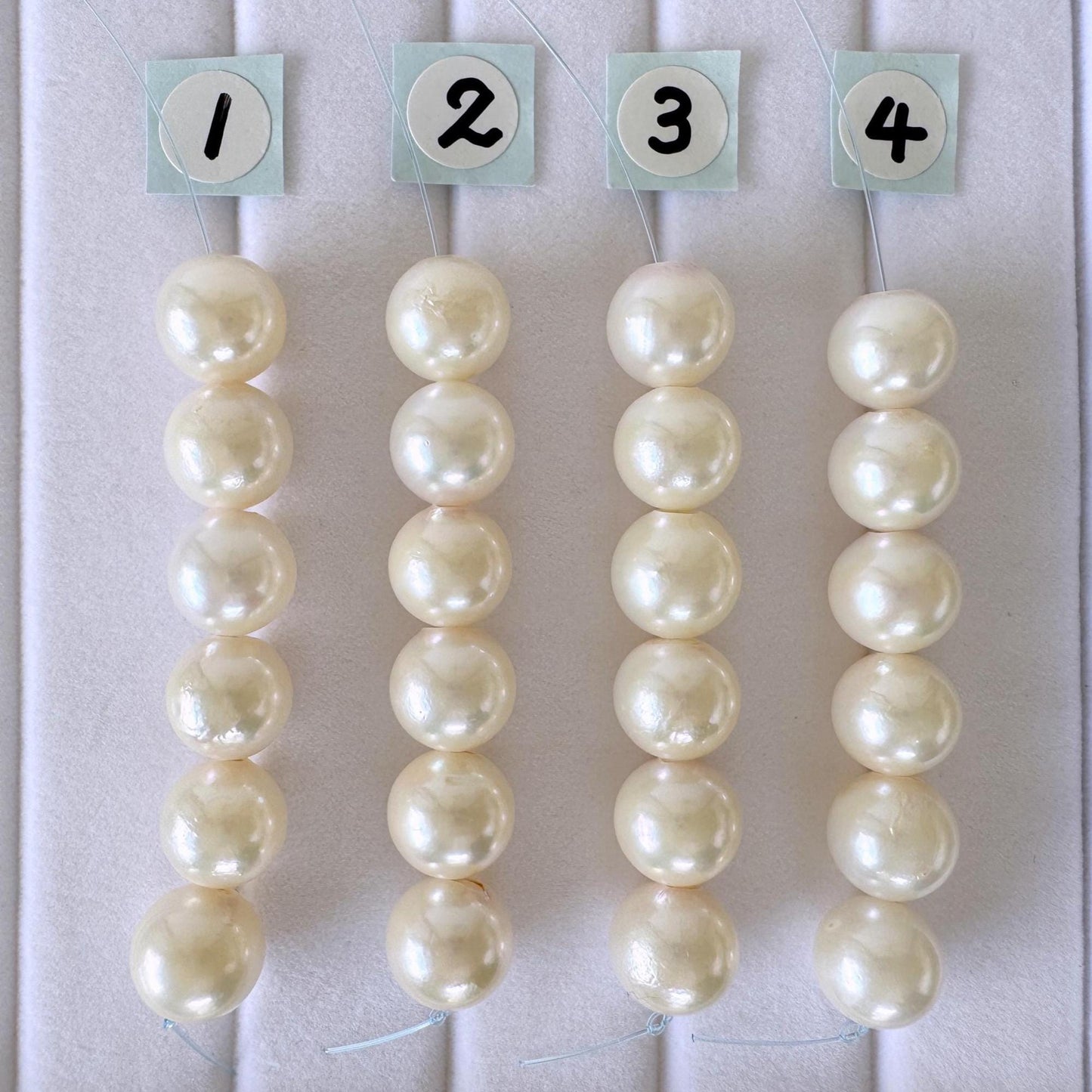 DEFECTS – Japanese Akoya Pearl Beads: Cultured White Saltwater Pearls, Mini Strand (8.5-8.8mm, Near-Round, 6 Pieces), Value Priced