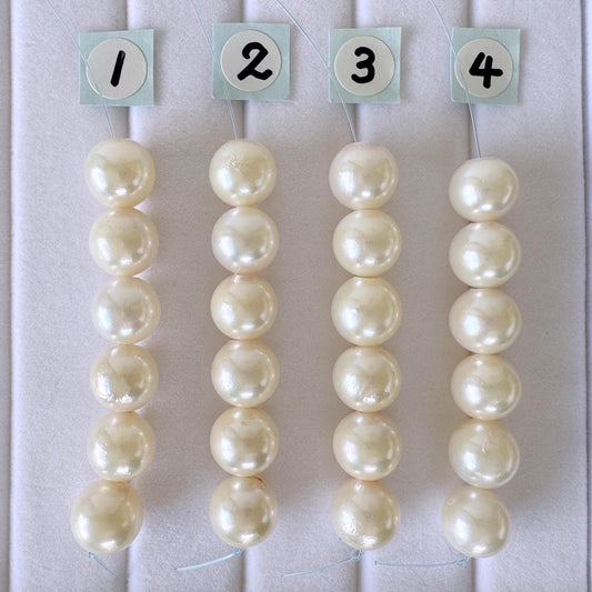 DEFECTS – Japanese Akoya Pearl Beads: Cultured White Saltwater Pearls, Mini Strand (8.5-8.8mm, Near-Round, 6 Pieces), Value Priced