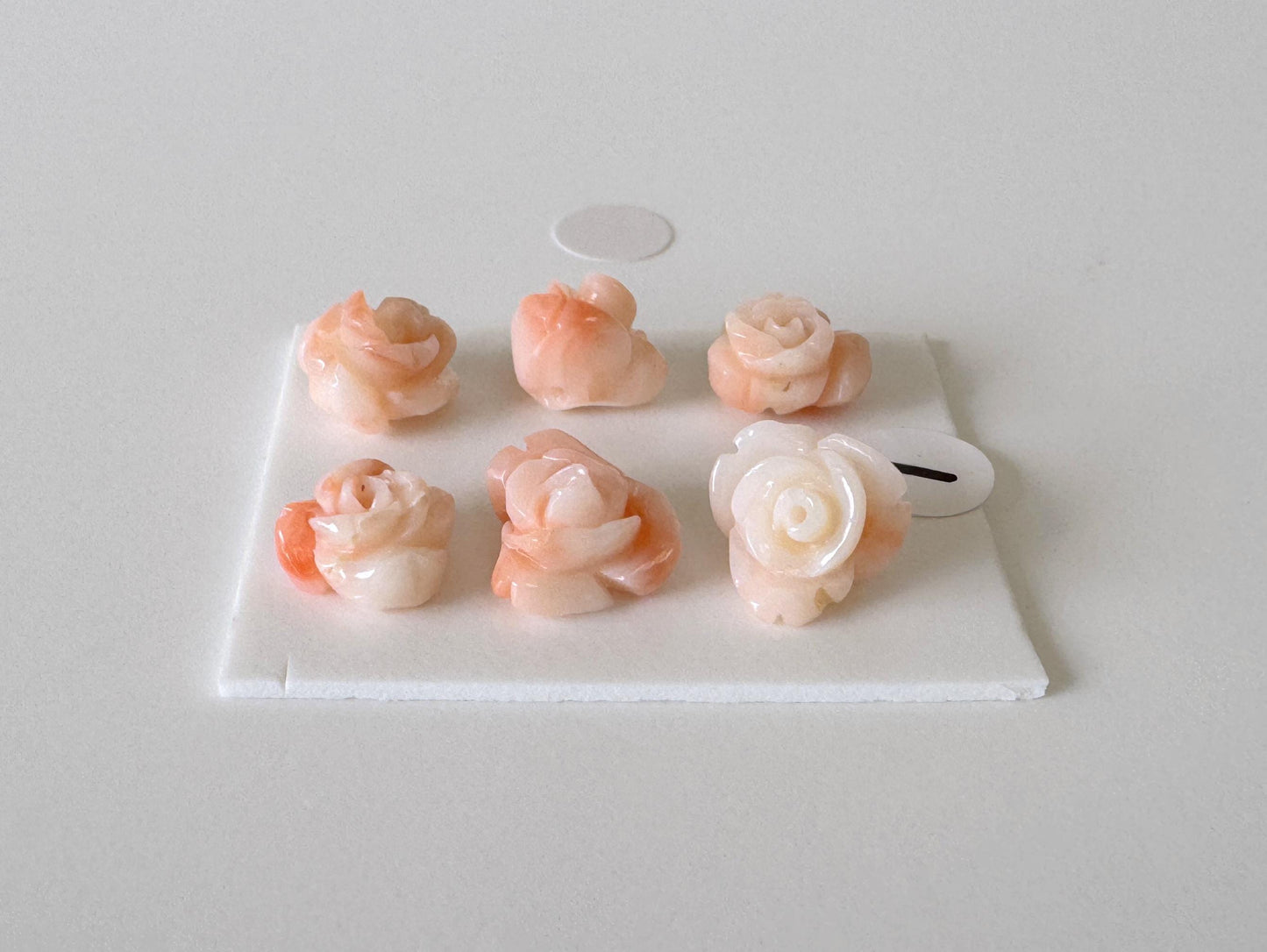 Mix set of 6 pcs of Natural Pink Deep Sea Coral Rose Carvings 8-9mm, Natural color, Value priced for reason of defects / Irregular shapes