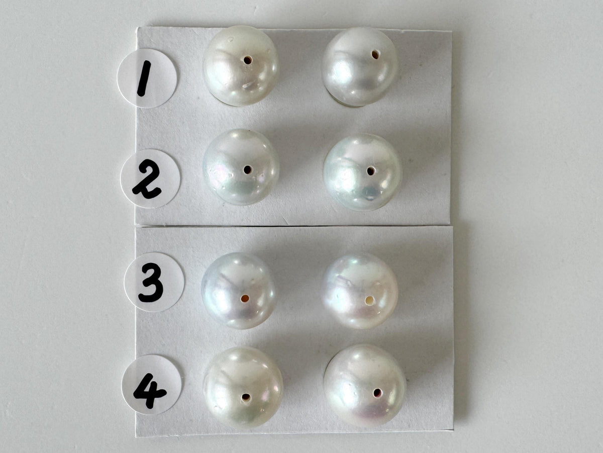 Japanese Blue/Silver (Cobalt Treated) Akoya Pearl 10-10.5mm, Half-Drilled loose, Price per pair, Salt water pearl