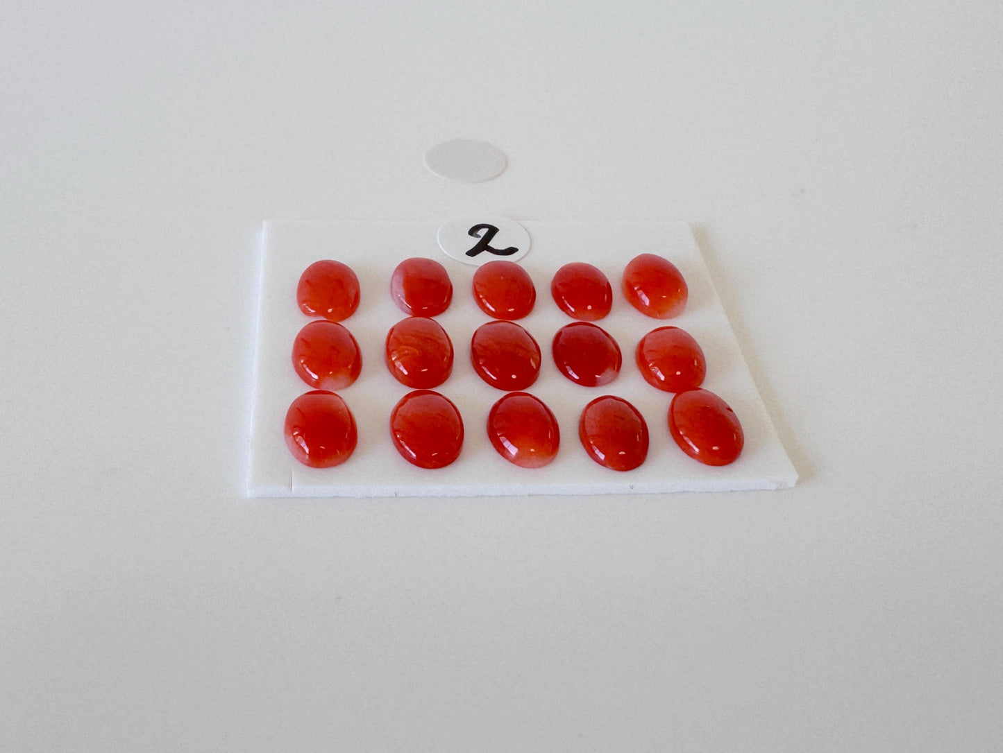 Natural Japanese Aka (Red) Coral Cabochons: 7x5mm Oval, Set of 15
