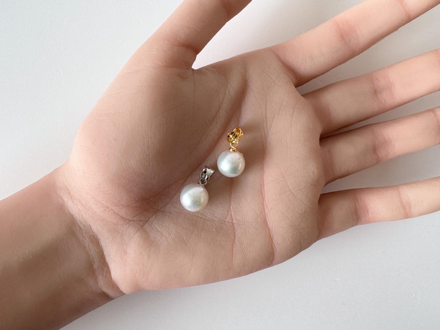 Japanese Natural Light Blue Color Akoya Pearl Pendant, 9.5mm, Silver 925 Bail, Genuine Akoya Pearl, Salt water cultured pearl