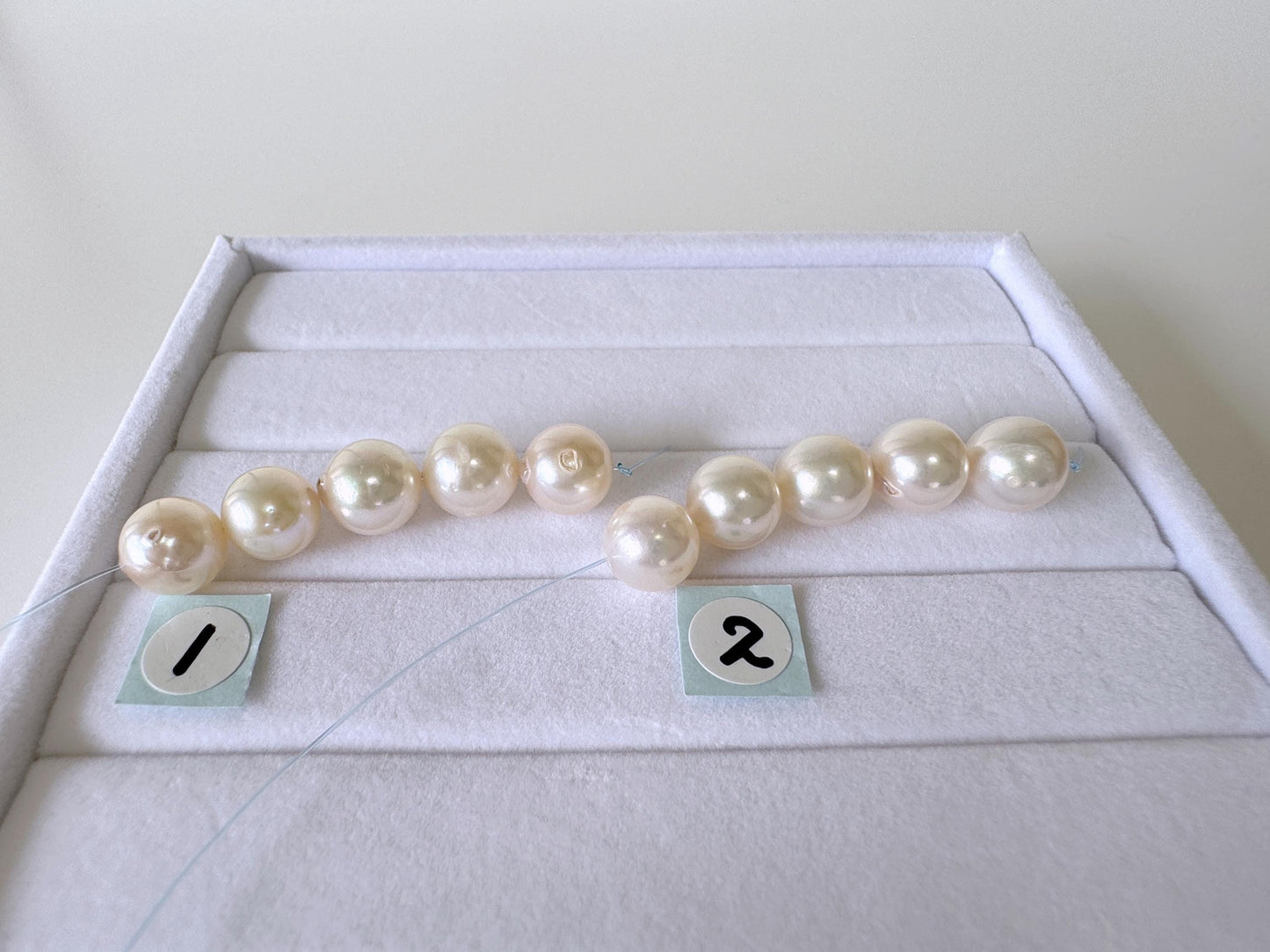 Japanese White/Pink Akoya Pearl Beads, 7.9-8.4mm, Mini Strand, Short Strand, 5 Pieces, Genuine Akoya Pearl, Cultured in Sea Water