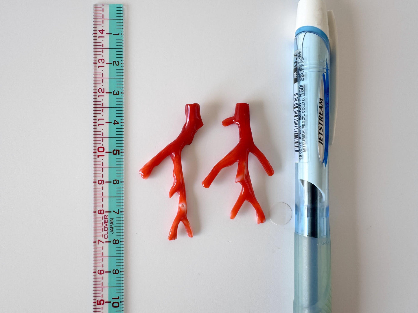 Red Coral Branch Set: Natural Aka Coral for Jewelry Making (41-45mm), Hole on Top