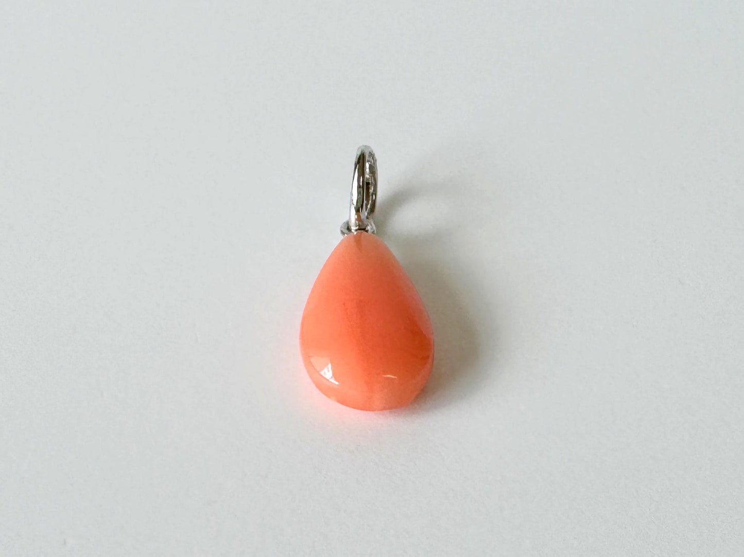Coral Pendant Pear Shaped Natural Deep Sea Coral: Pink-Orange Tones, Silver Bail (14x8.8mm, Jewelry)