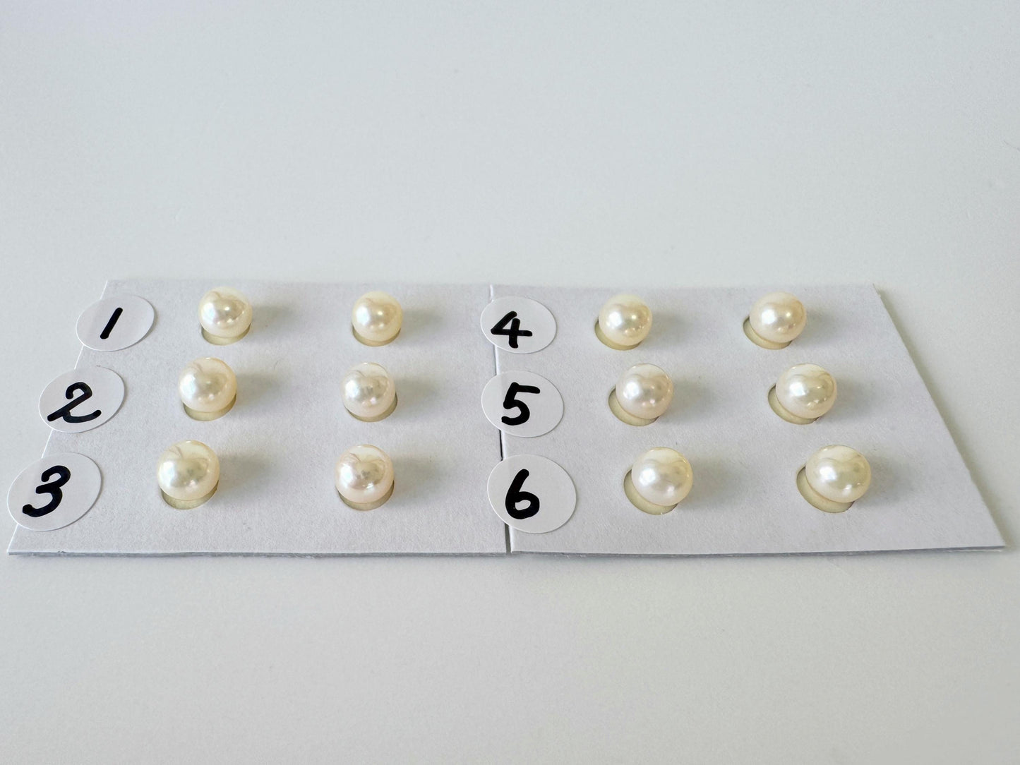 Akoya Pearl Pair: 5-5.5mm Half-Drilled Round, White Cultured Pearls | Salt Water, Genuine, Craft Beads | Jewelry Making Supplies