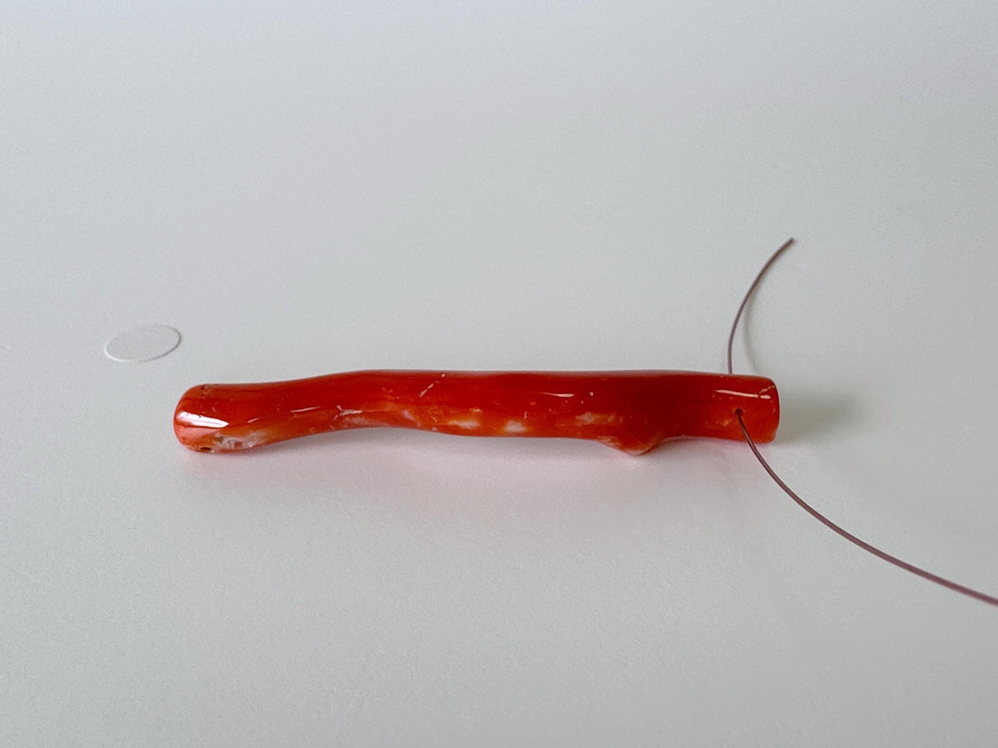 Japanese red(Aka) coral branch, 55mm, side full hole, natural red color coral for jewelry making
