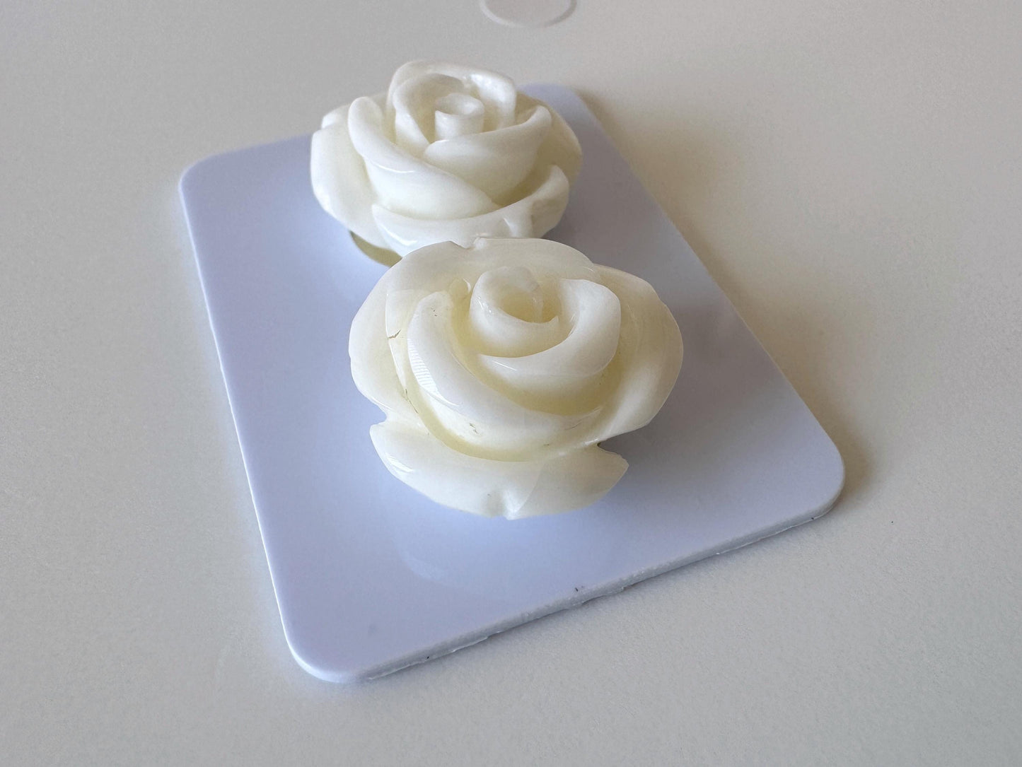 Natural White Coral Rose Loose Pair, 17mm, White Color Rose, Natural Color Coral Rose, Price per Pair, Genuine Precious Coral