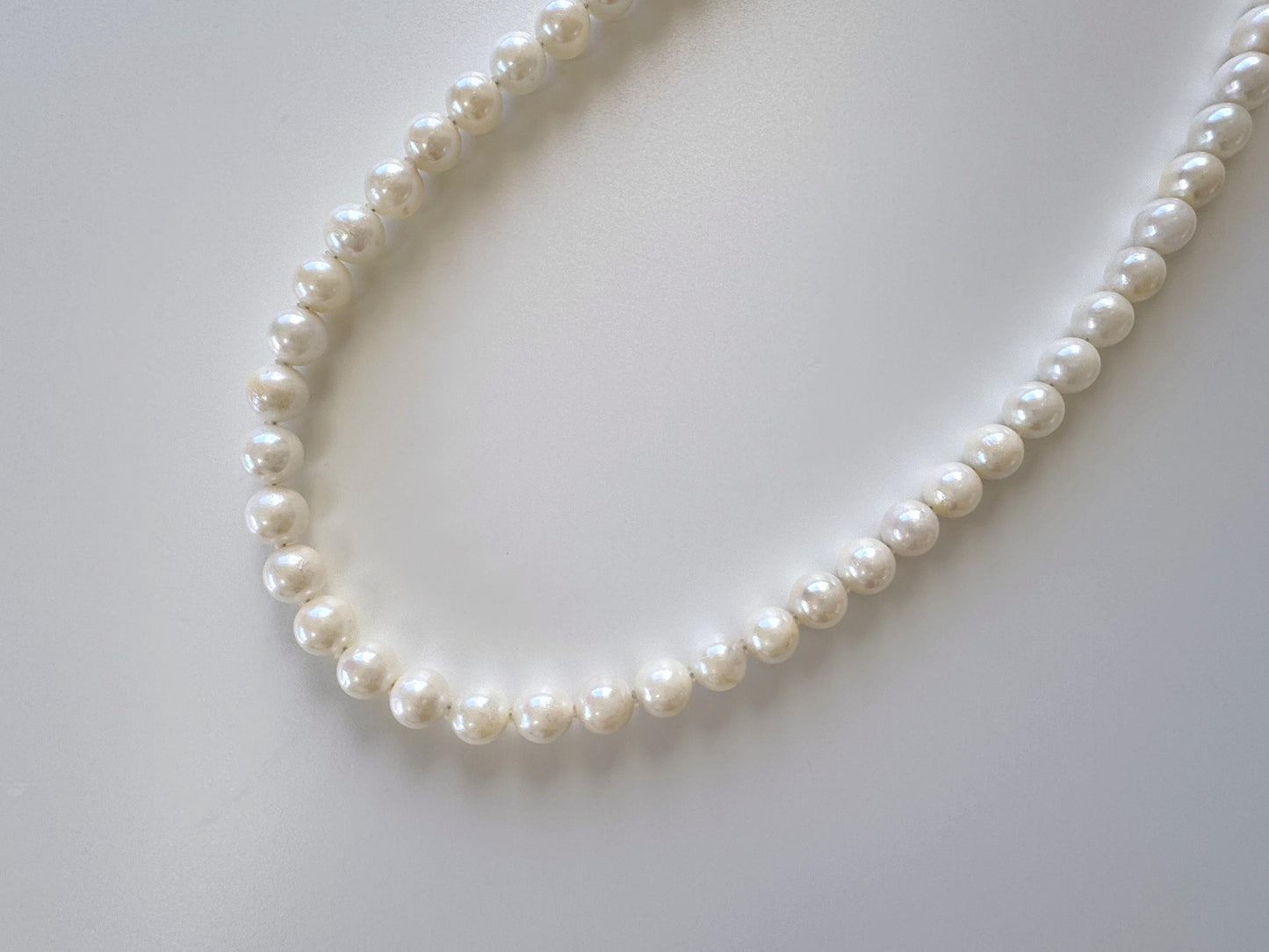 6.5-7mm Japanese Akoya Pearl Necklace with Silver Clasp, Genuine Akoya Pearl Beads Necklace, 45cm, 17.7in, Cultured Salt water pearl